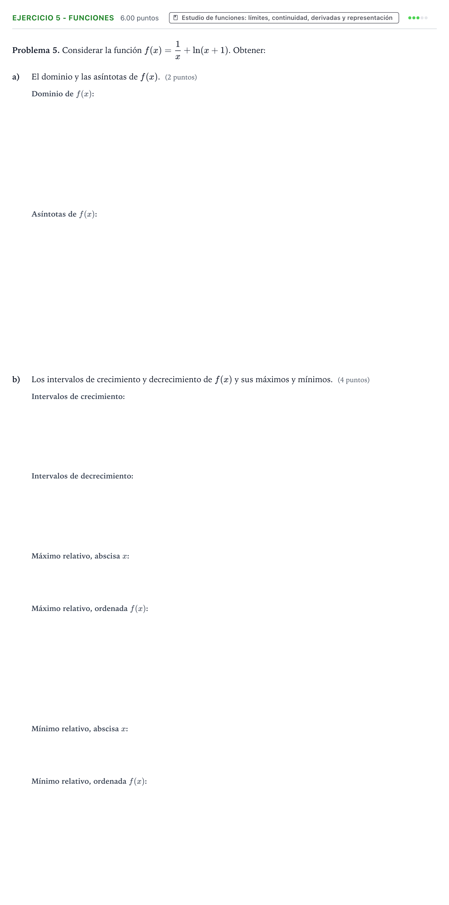 Enunciado: Ejercicio 5 - Funciones · Matemáticas II PAU Valencia Ordinaria 2023