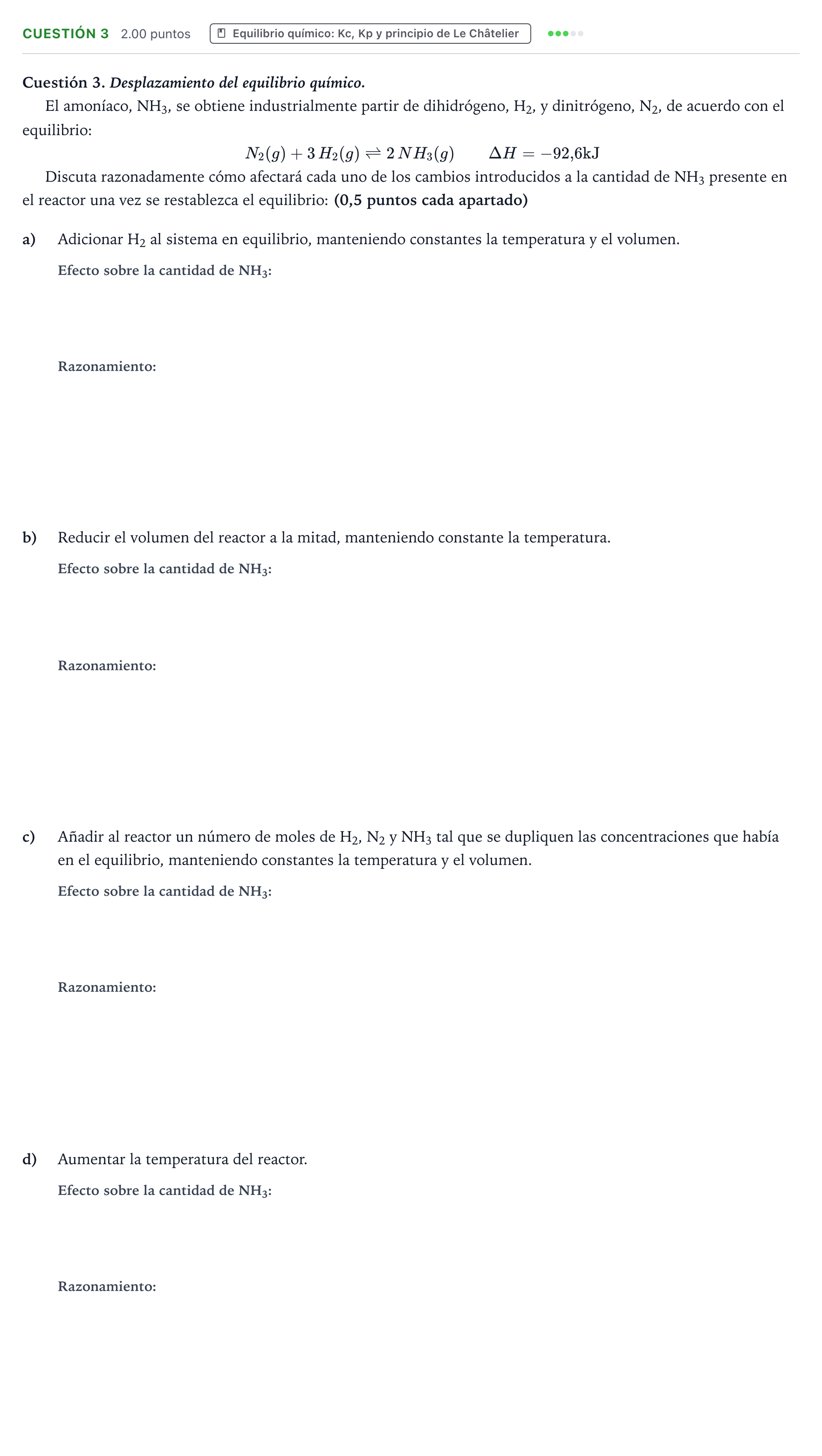 Enunciado: Cuestión 3 · Química PAU Valencia Extraordinaria 2023