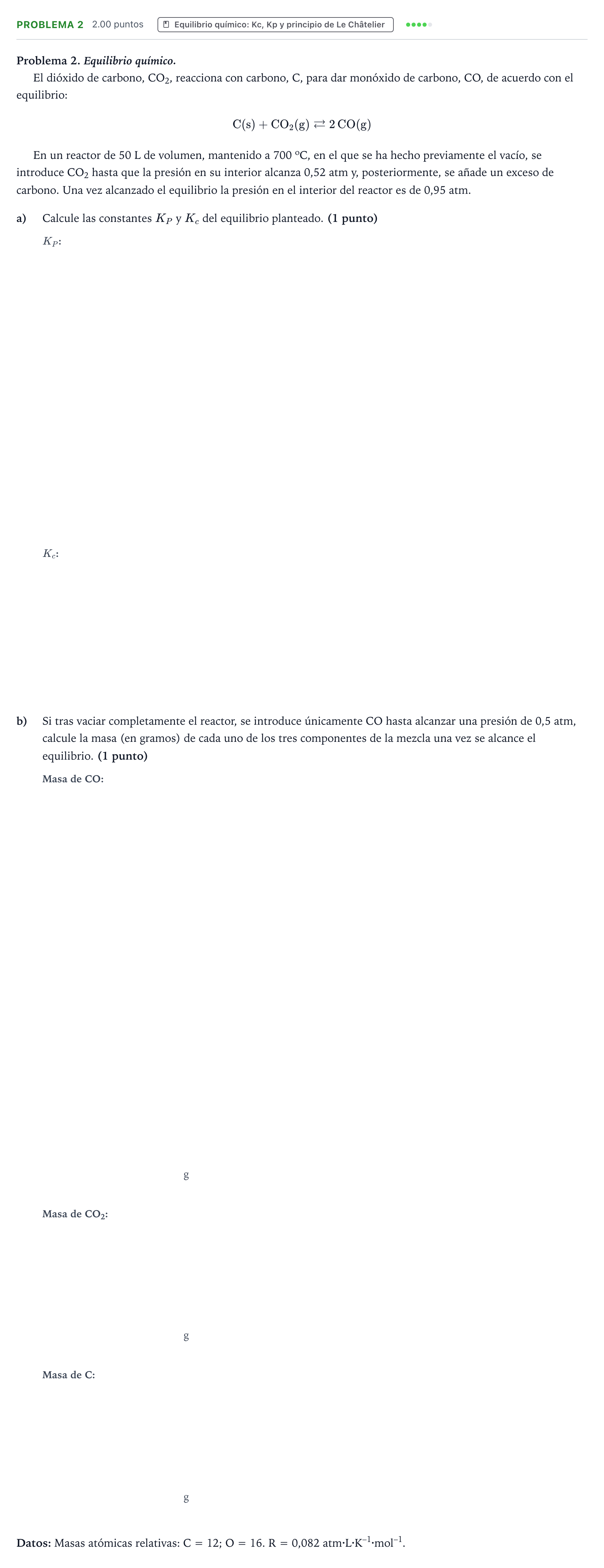 Enunciado: Problema 2 · Química PAU Valencia Extraordinaria 2023
