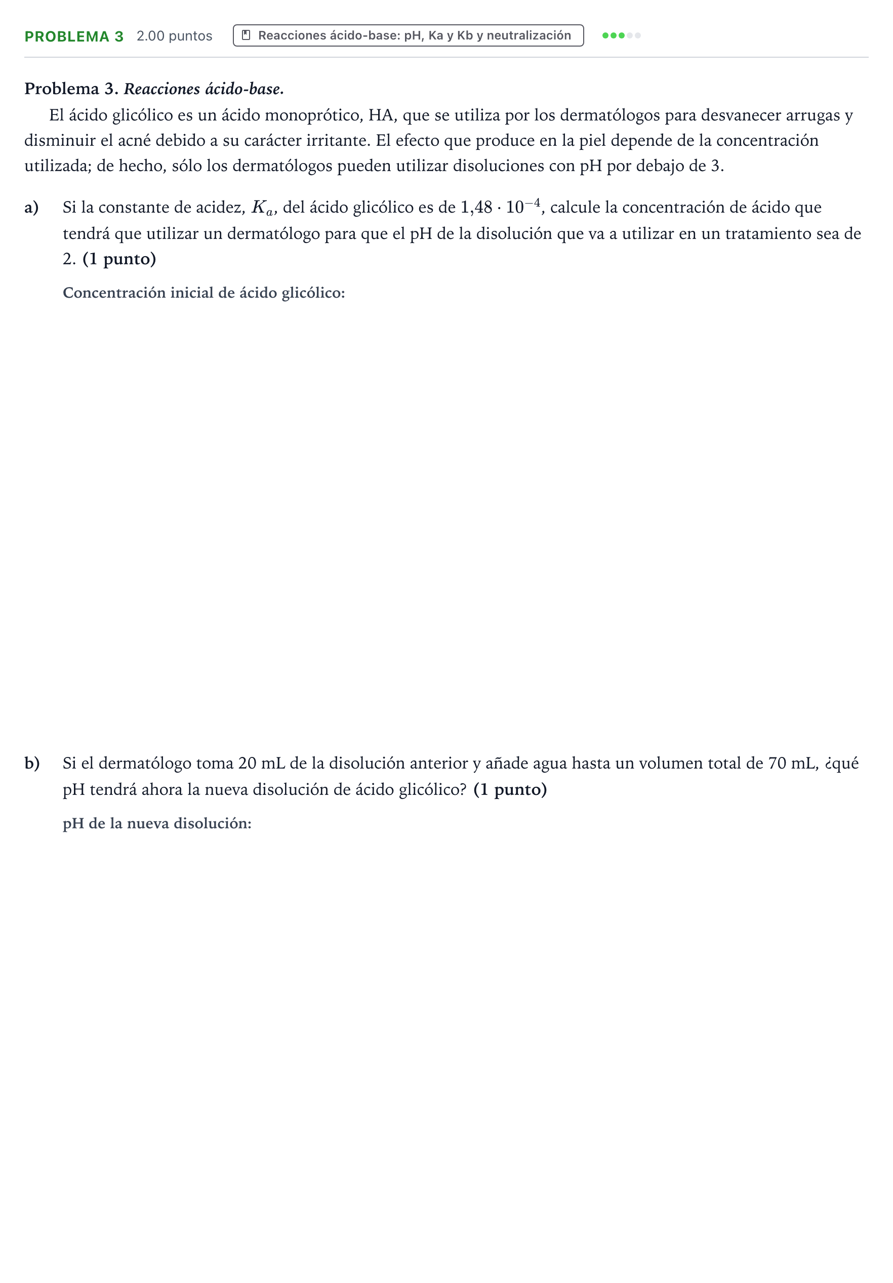 Enunciado: Problema 3 · Química PAU Valencia Extraordinaria 2023