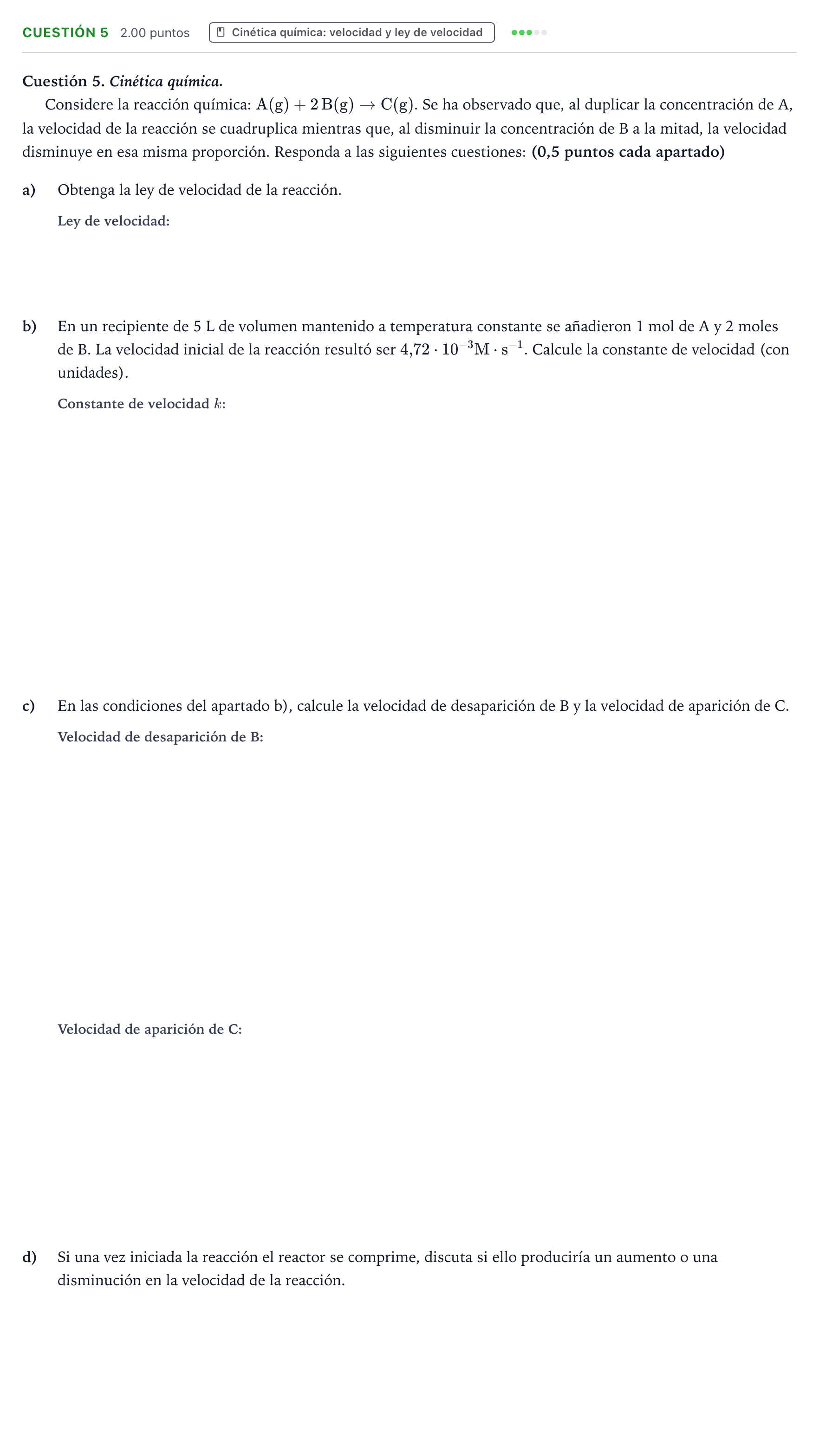 Enunciado: Cuestión 5 · Química PAU Valencia Ordinaria 2023