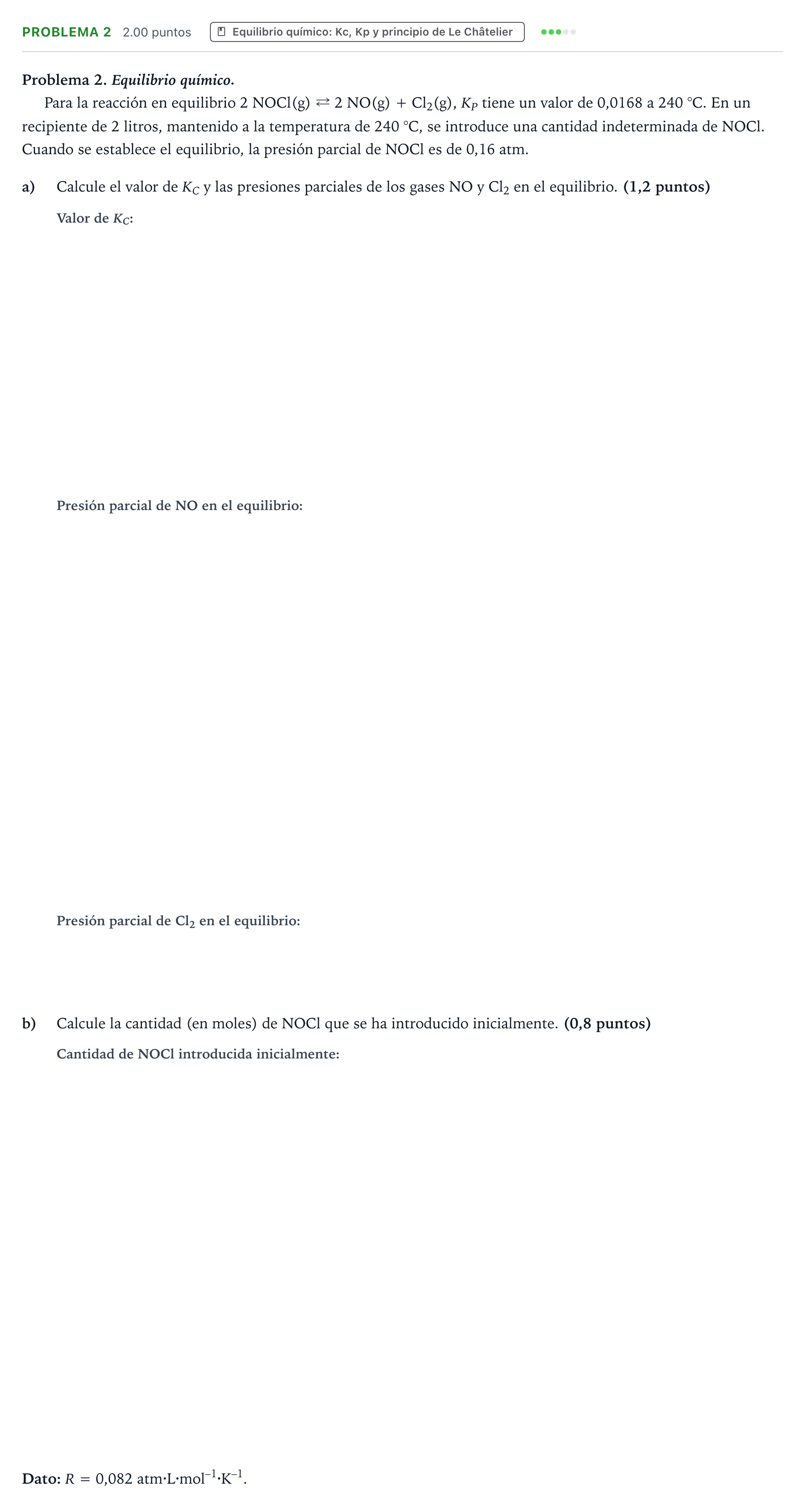 Enunciado: Problema 2 · Química PAU Valencia Ordinaria 2023