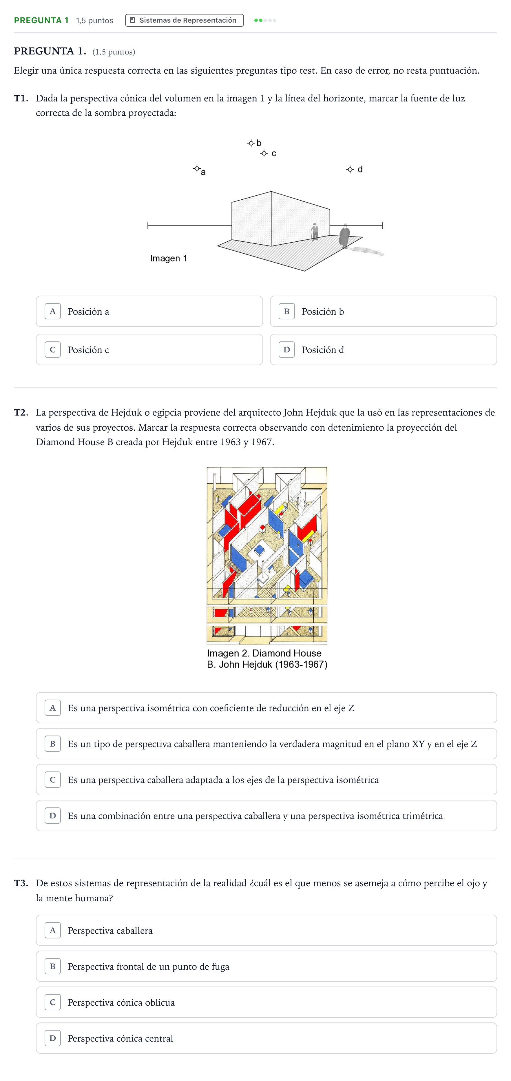 Enunciado: Pregunta 1 · Dibujo Técnico Aplicado a las Artes Plásticas y al Diseño II PAU Madrid Ordinaria Coincidencias 2025