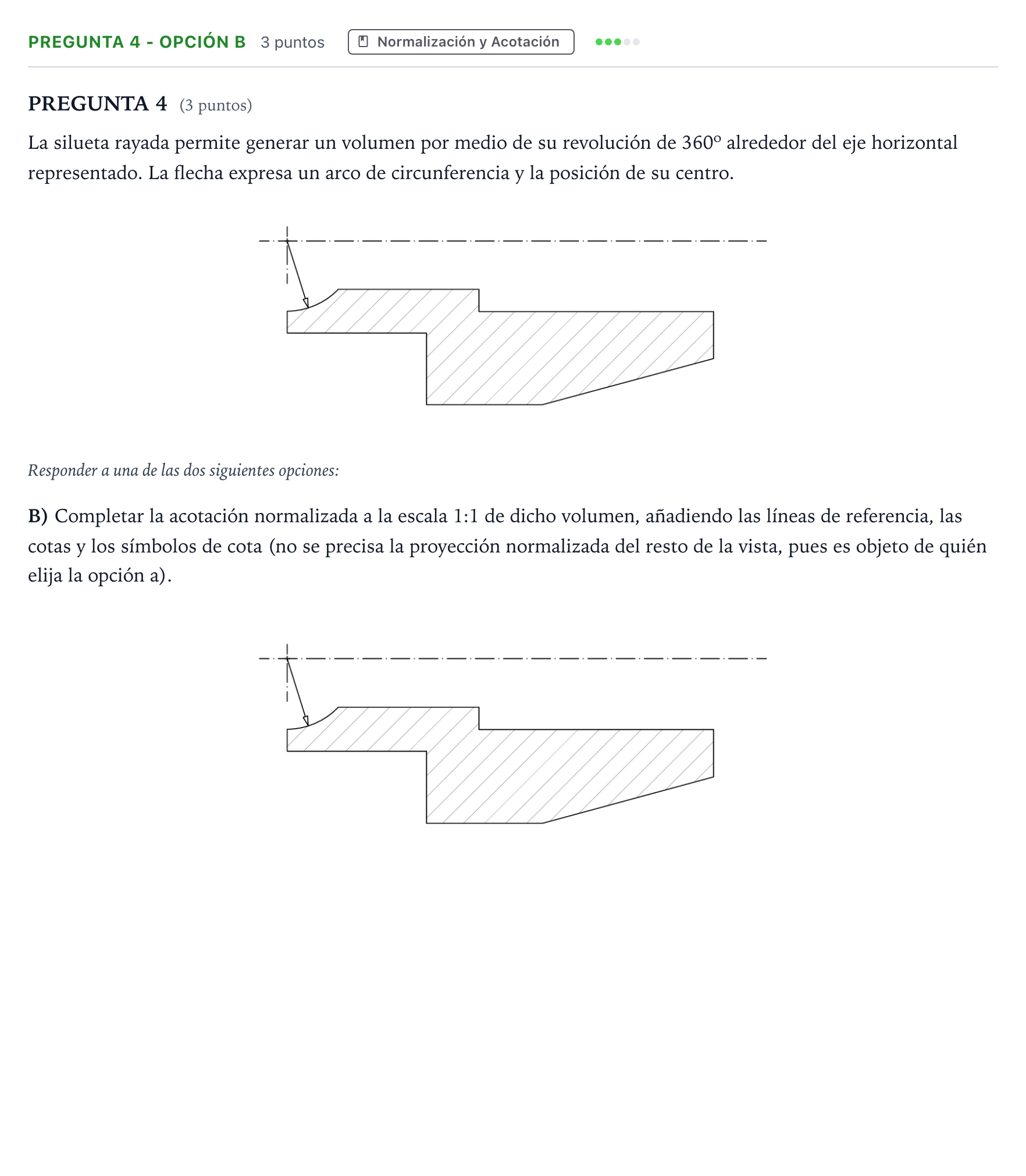 Enunciado: Pregunta 4 - Opción B · Dibujo Técnico Aplicado a las Artes Plásticas y al Diseño II PAU Madrid Ordinaria Coincidencias 2025