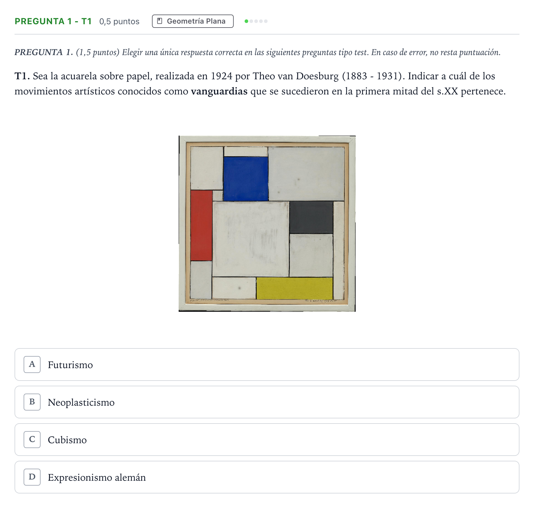 Enunciado: Pregunta 1 - T1 · Dibujo Técnico Aplicado a las Artes Plásticas y al Diseño II PAU Madrid Ordinaria 2025
