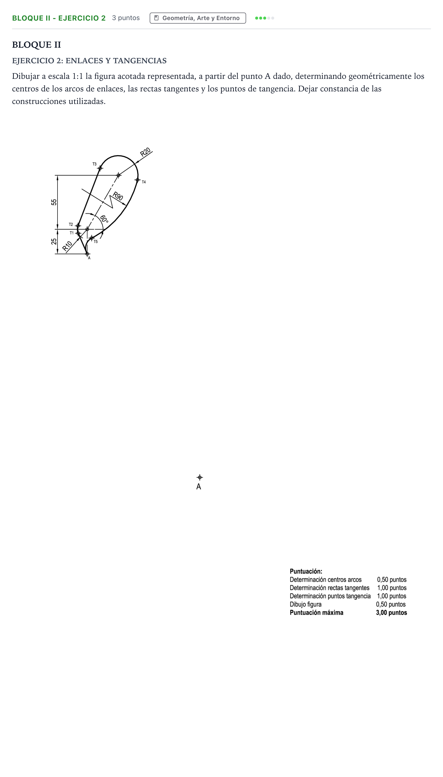 Enunciado: Bloque II - Ejercicio 2 · Dibujo Técnico Aplicado a las Artes Plásticas y al Diseño PAU Andalucía Ordinaria Suplente B 2024