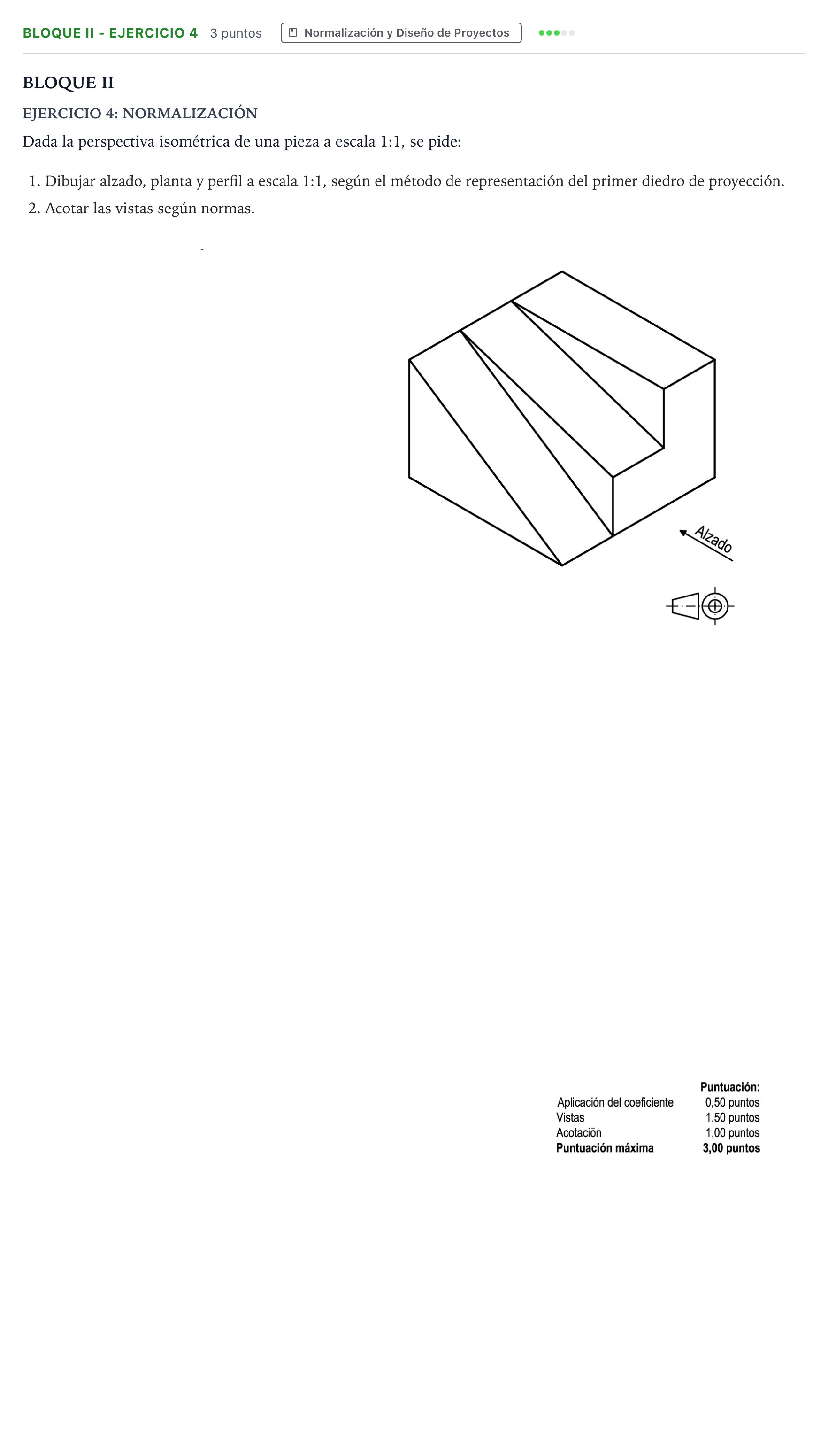 Enunciado: Bloque II - Ejercicio 4 · Dibujo Técnico Aplicado a las Artes Plásticas y al Diseño PAU Andalucía Ordinaria Suplente B 2024