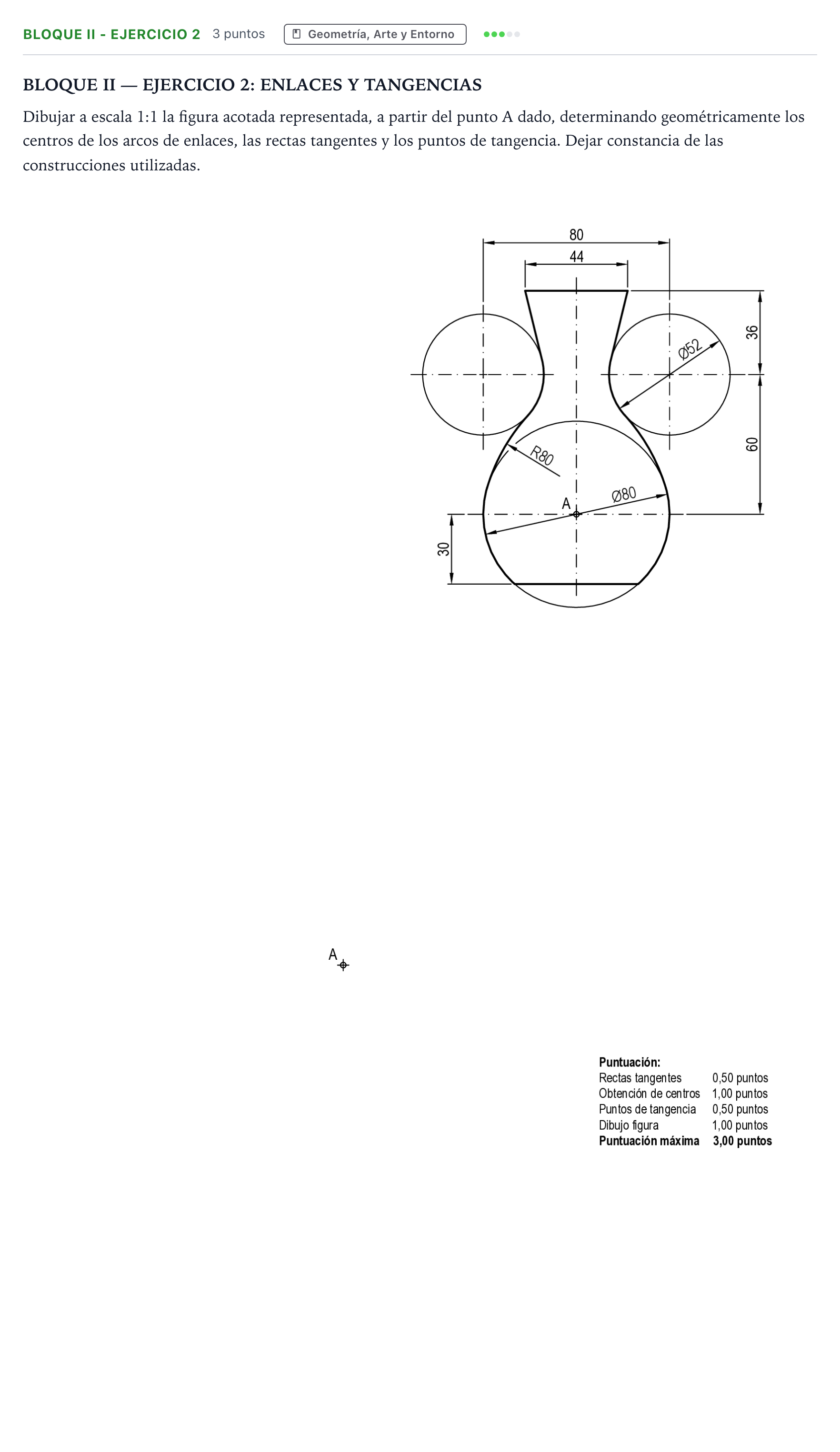 Enunciado: Bloque II - Ejercicio 2 · Dibujo Técnico Aplicado a las Artes Plásticas y al Diseño PAU Andalucía Ordinaria Reserva B 2024