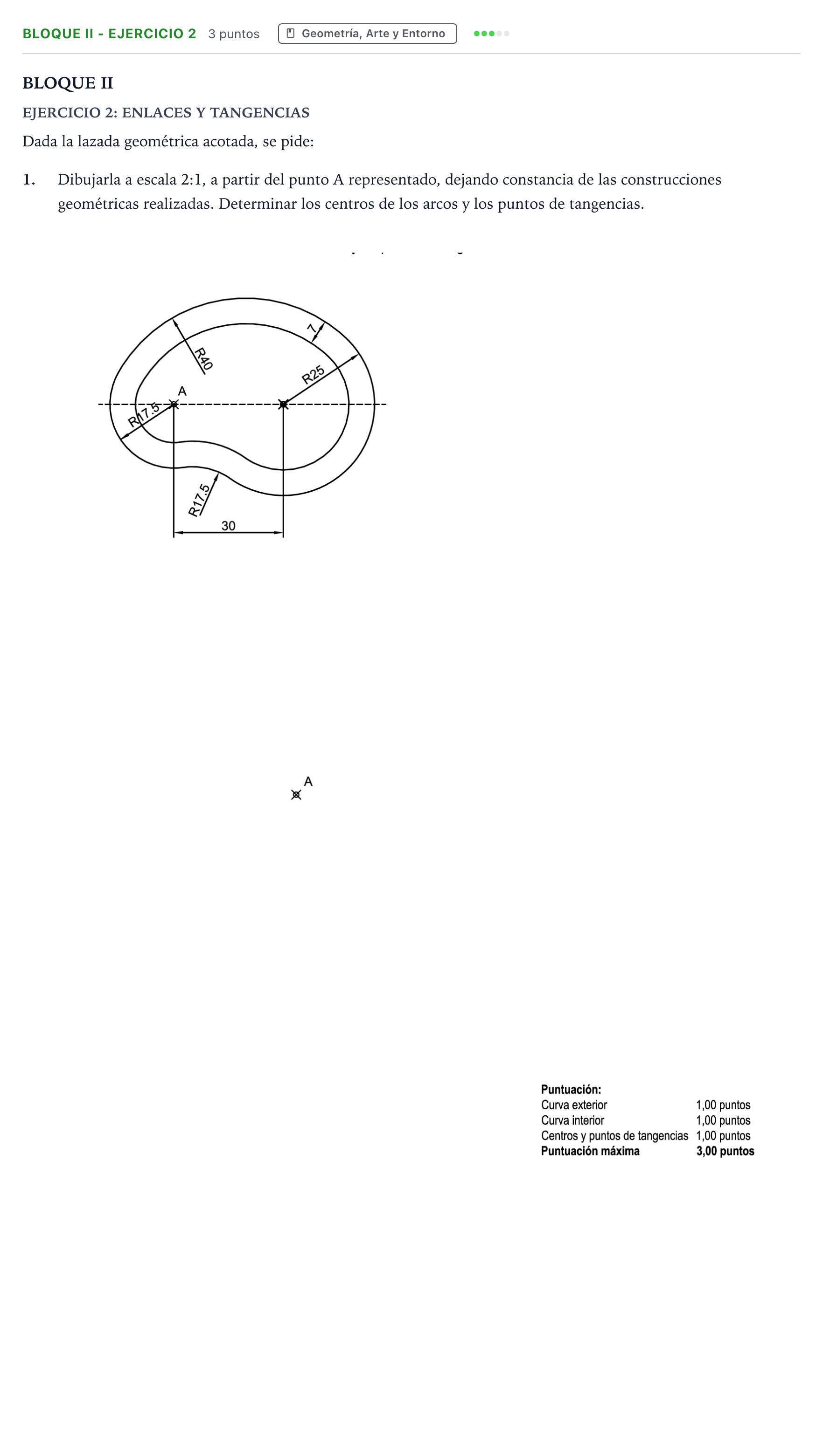 Enunciado: Bloque II - Ejercicio 2 · Dibujo Técnico Aplicado a las Artes Plásticas y al Diseño PAU Andalucía Ordinaria Titular B 2024