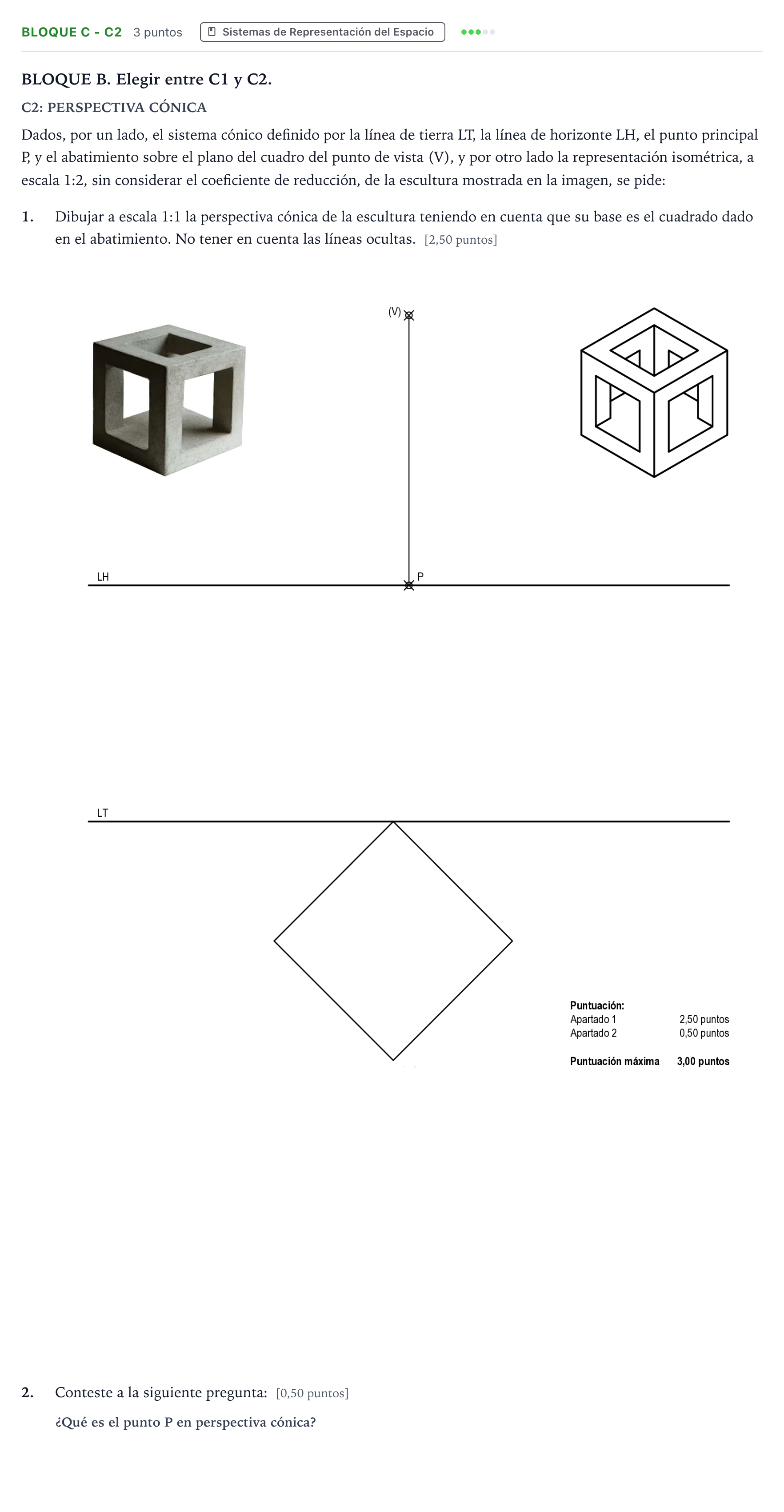 Enunciado: Bloque C - C2 · Dibujo Técnico Aplicado a las Artes Plásticas y al Diseño PAU Andalucía Ordinaria Suplente 2 A 2025
