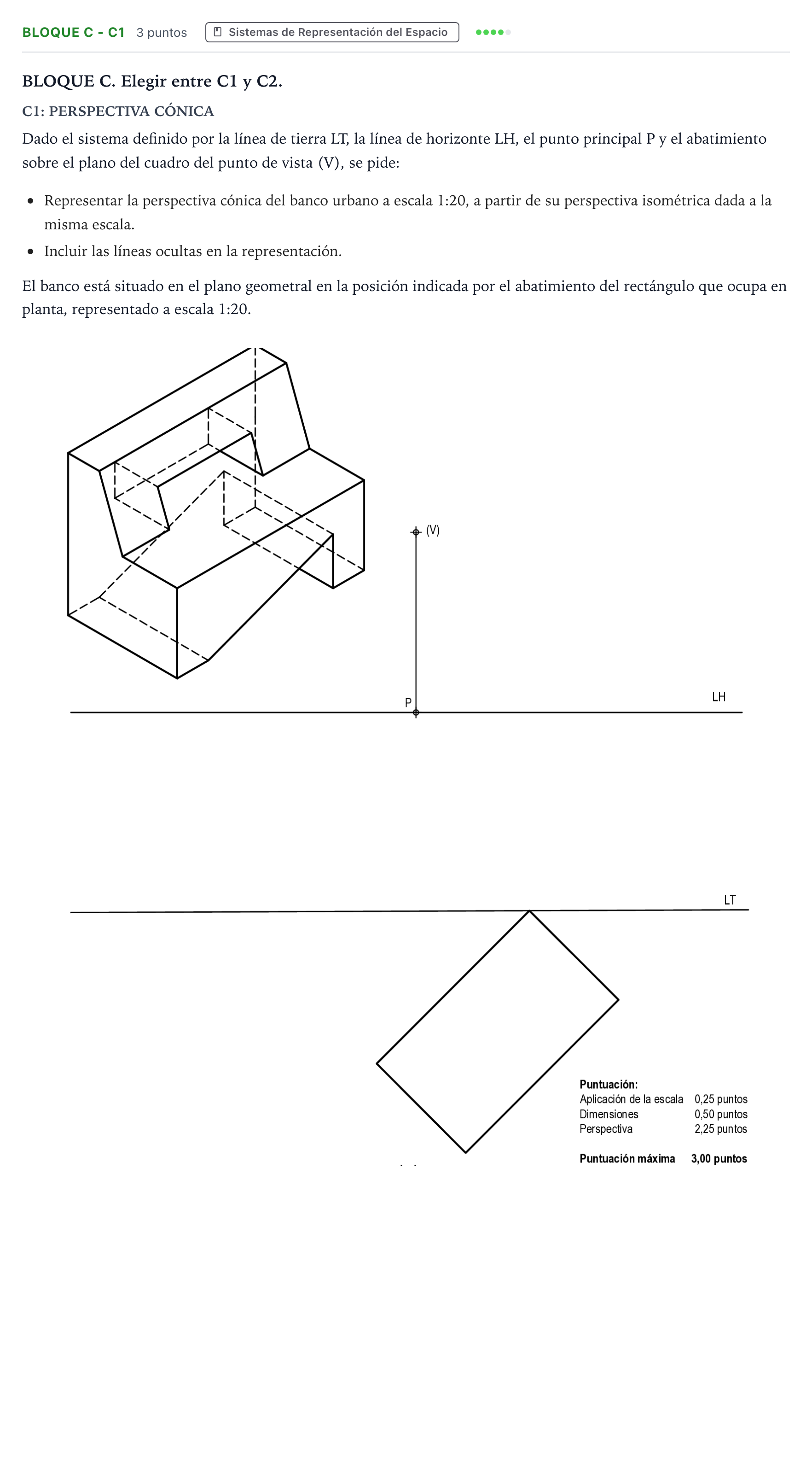Enunciado: Bloque C - C1 · Dibujo Técnico Aplicado a las Artes Plásticas y al Diseño PAU Andalucía Ordinaria Titular B 2025