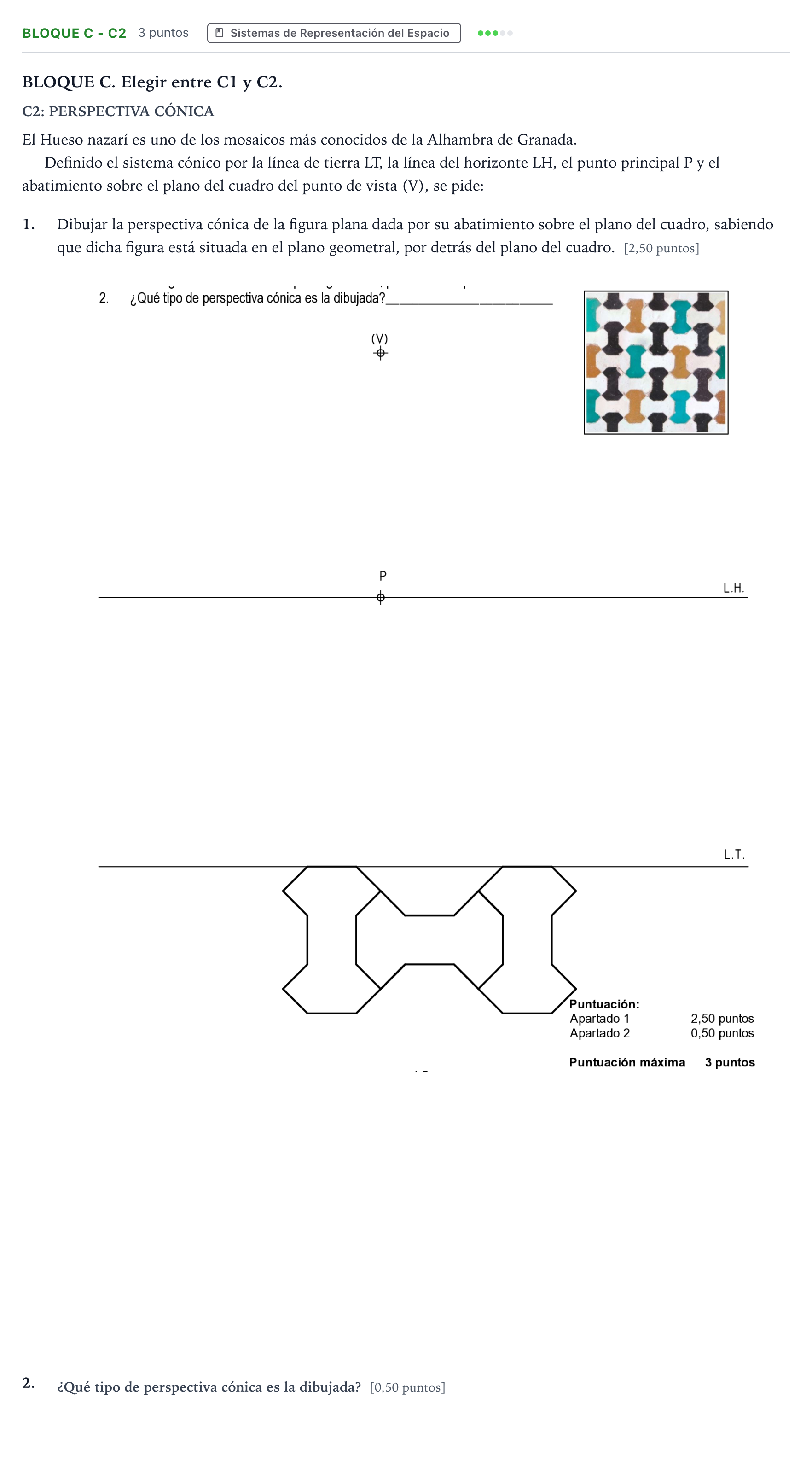 Enunciado: Bloque C - C2 · Dibujo Técnico Aplicado a las Artes Plásticas y al Diseño PAU Andalucía Ordinaria Titular B 2025