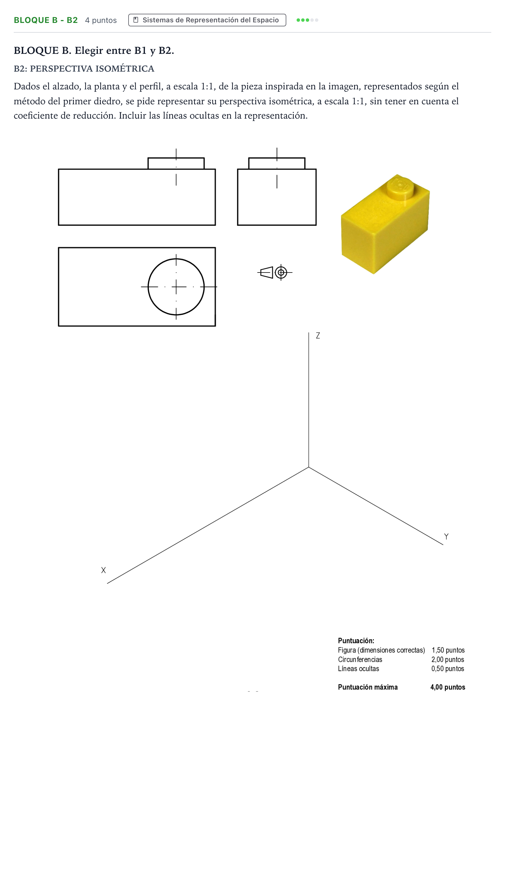 Enunciado: Bloque B - B2 · Dibujo Técnico Aplicado a las Artes Plásticas y al Diseño PAU Andalucía Ordinaria Suplente 1 A 2025
