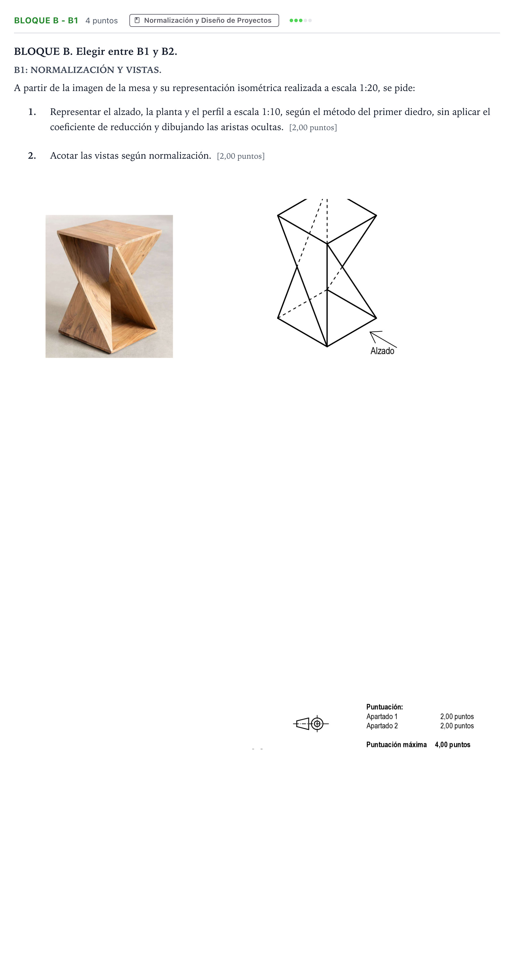 Enunciado: Bloque B - B1 · Dibujo Técnico Aplicado a las Artes Plásticas y al Diseño PAU Andalucía Ordinaria Suplente 2 B 2025
