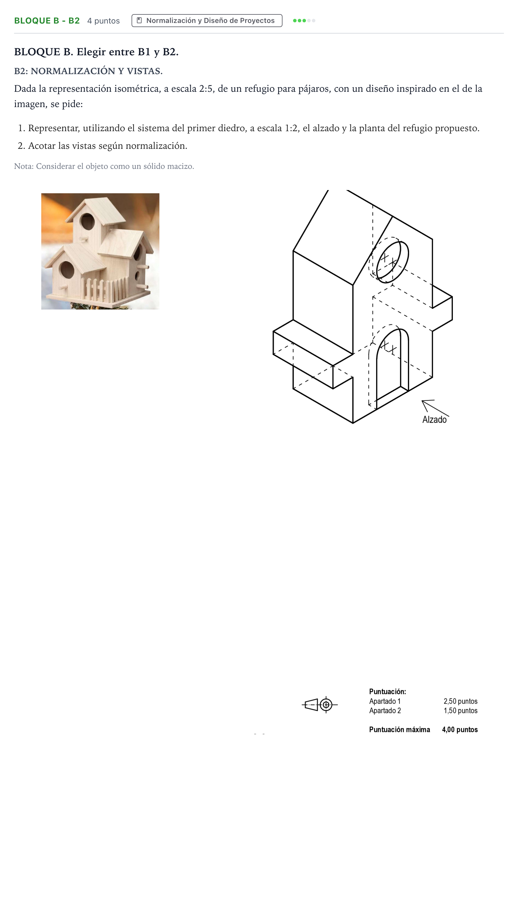 Enunciado: Bloque B - B2 · Dibujo Técnico Aplicado a las Artes Plásticas y al Diseño PAU Andalucía Ordinaria Suplente 2 B 2025