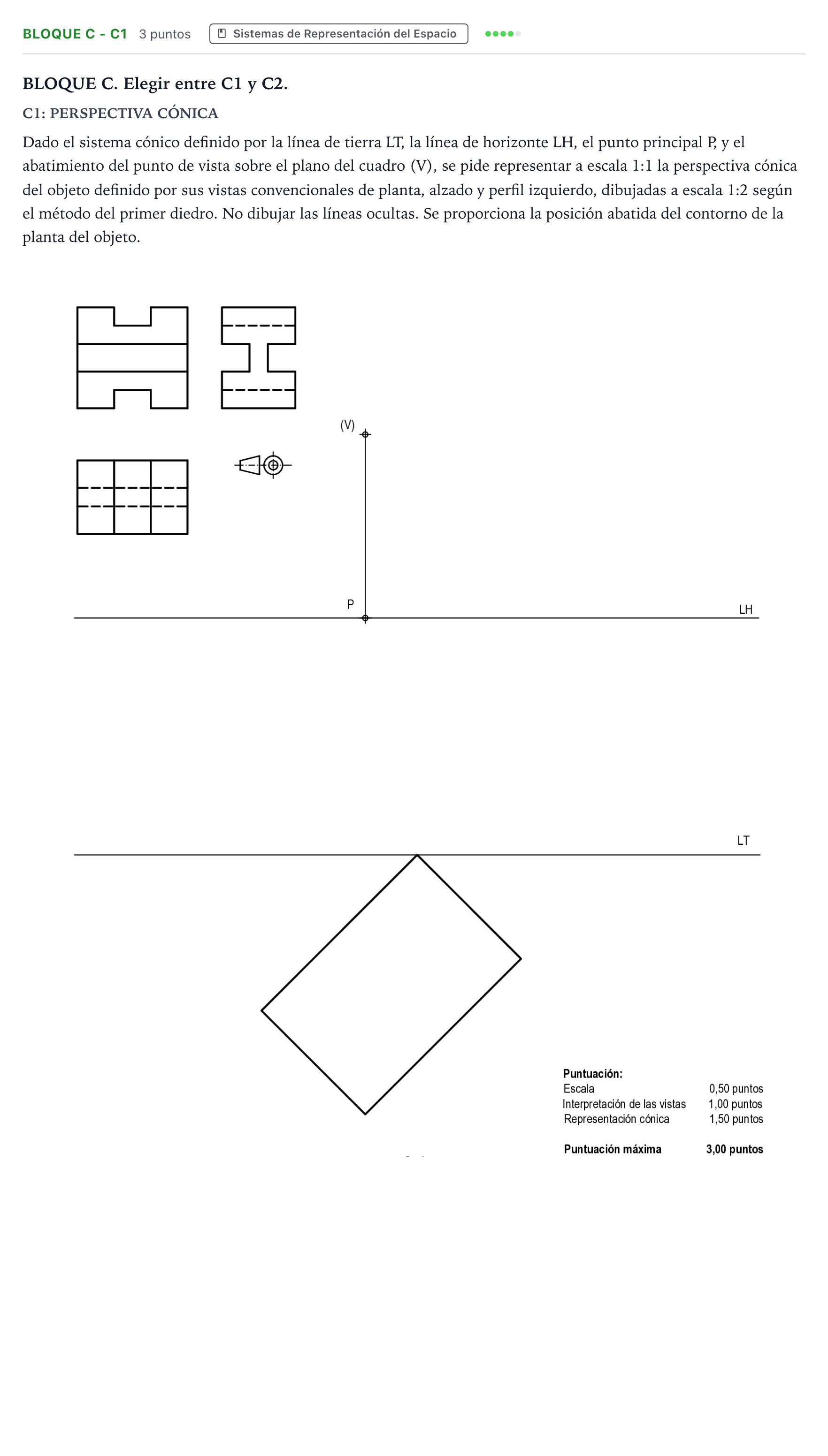Enunciado: Bloque C - C1 · Dibujo Técnico Aplicado a las Artes Plásticas y al Diseño PAU Andalucía Ordinaria Suplente 2 B 2025