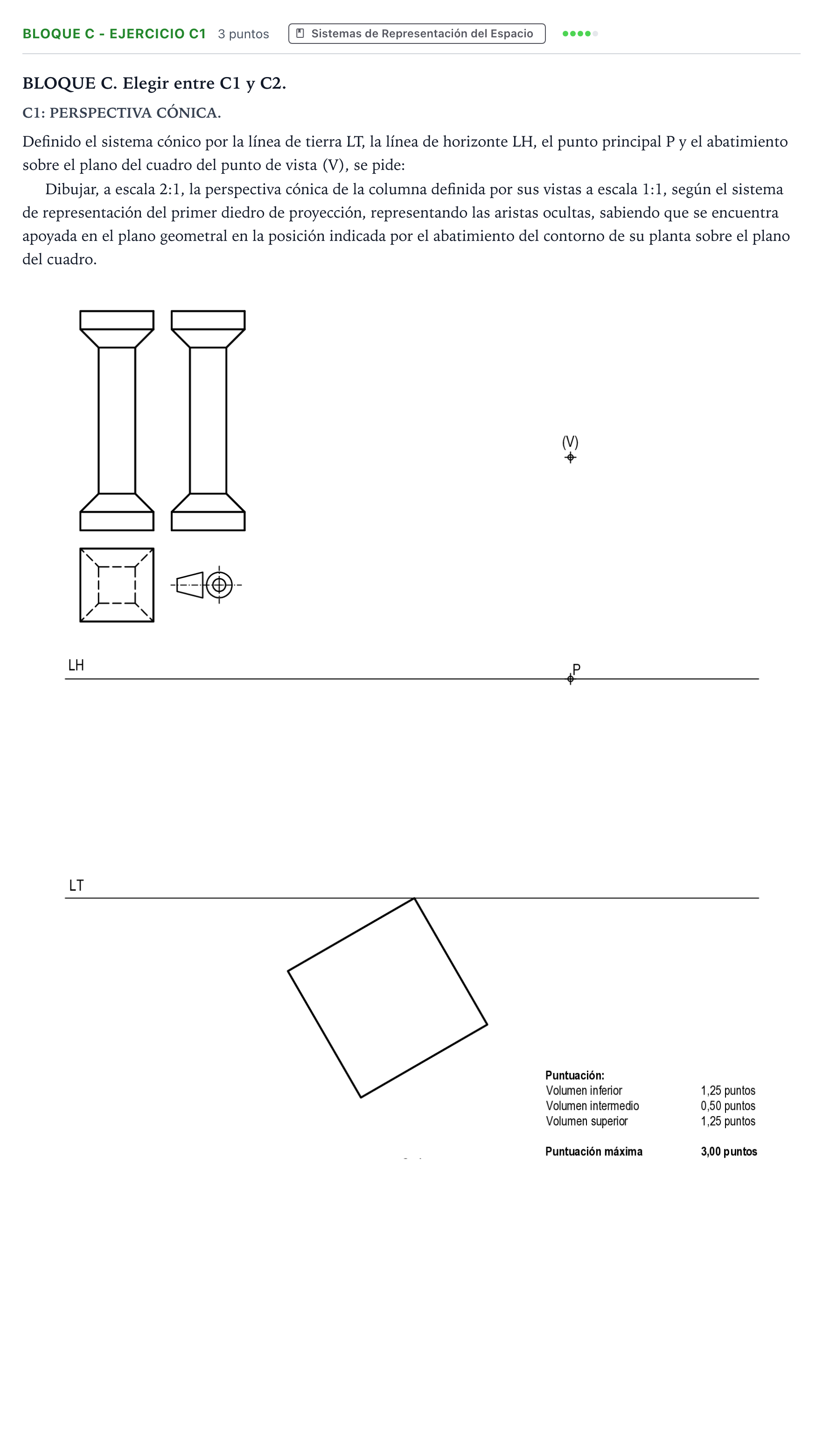 Enunciado: Bloque C - Ejercicio C1 · Dibujo Técnico Aplicado a las Artes Plásticas y al Diseño PAU Andalucía Ordinaria Suplente 1 B 2025