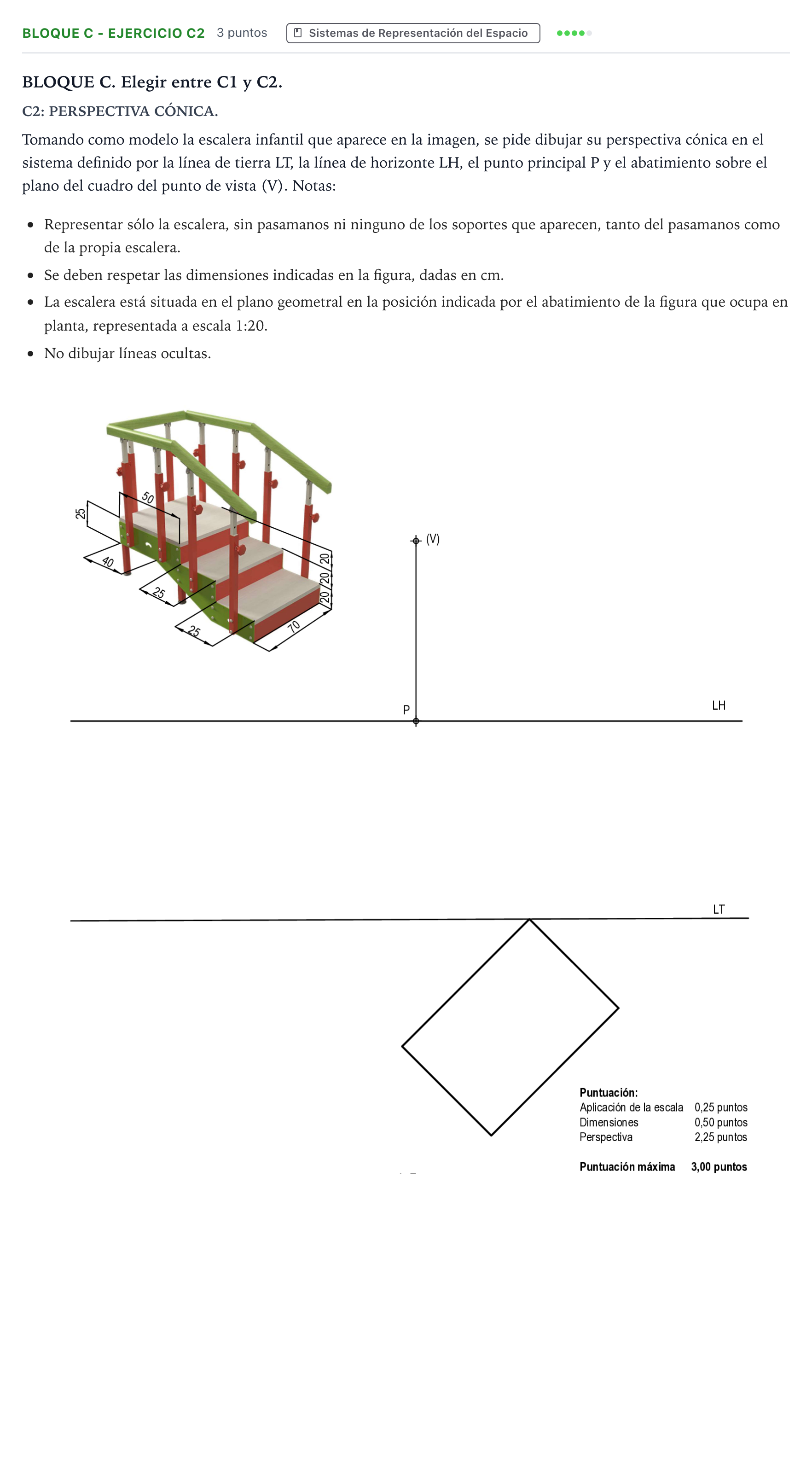 Enunciado: Bloque C - Ejercicio C2 · Dibujo Técnico Aplicado a las Artes Plásticas y al Diseño PAU Andalucía Ordinaria Suplente 1 B 2025
