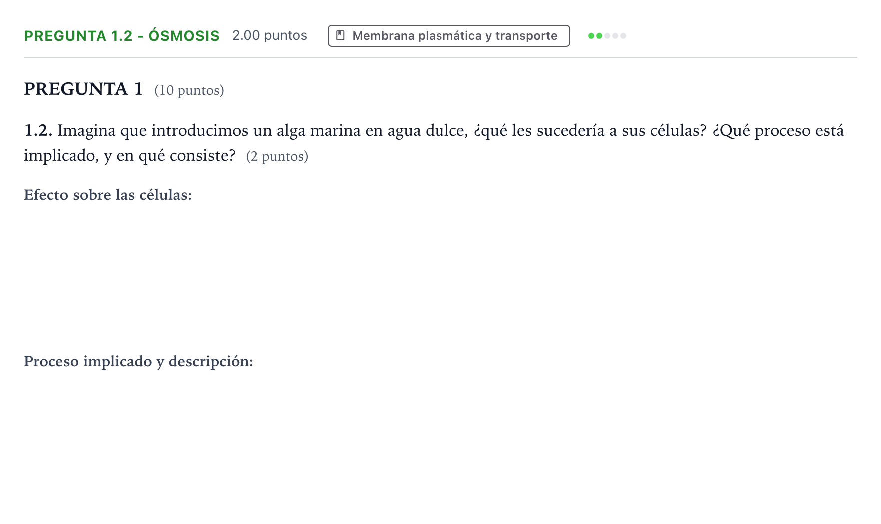Enunciado: Pregunta 1.2 - Ósmosis · Biología PAU Valencia Ordinaria 2022