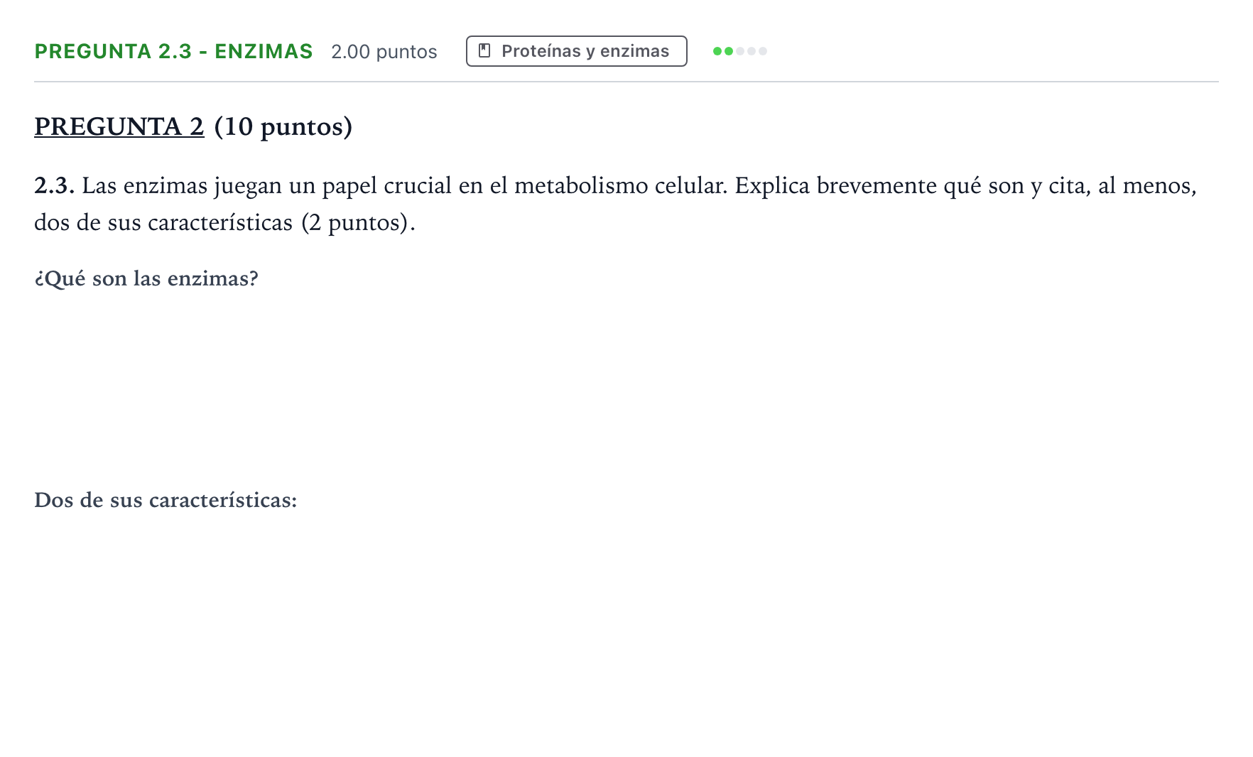 Enunciado: Pregunta 2.3 - Enzimas · Biología PAU Valencia Ordinaria 2022