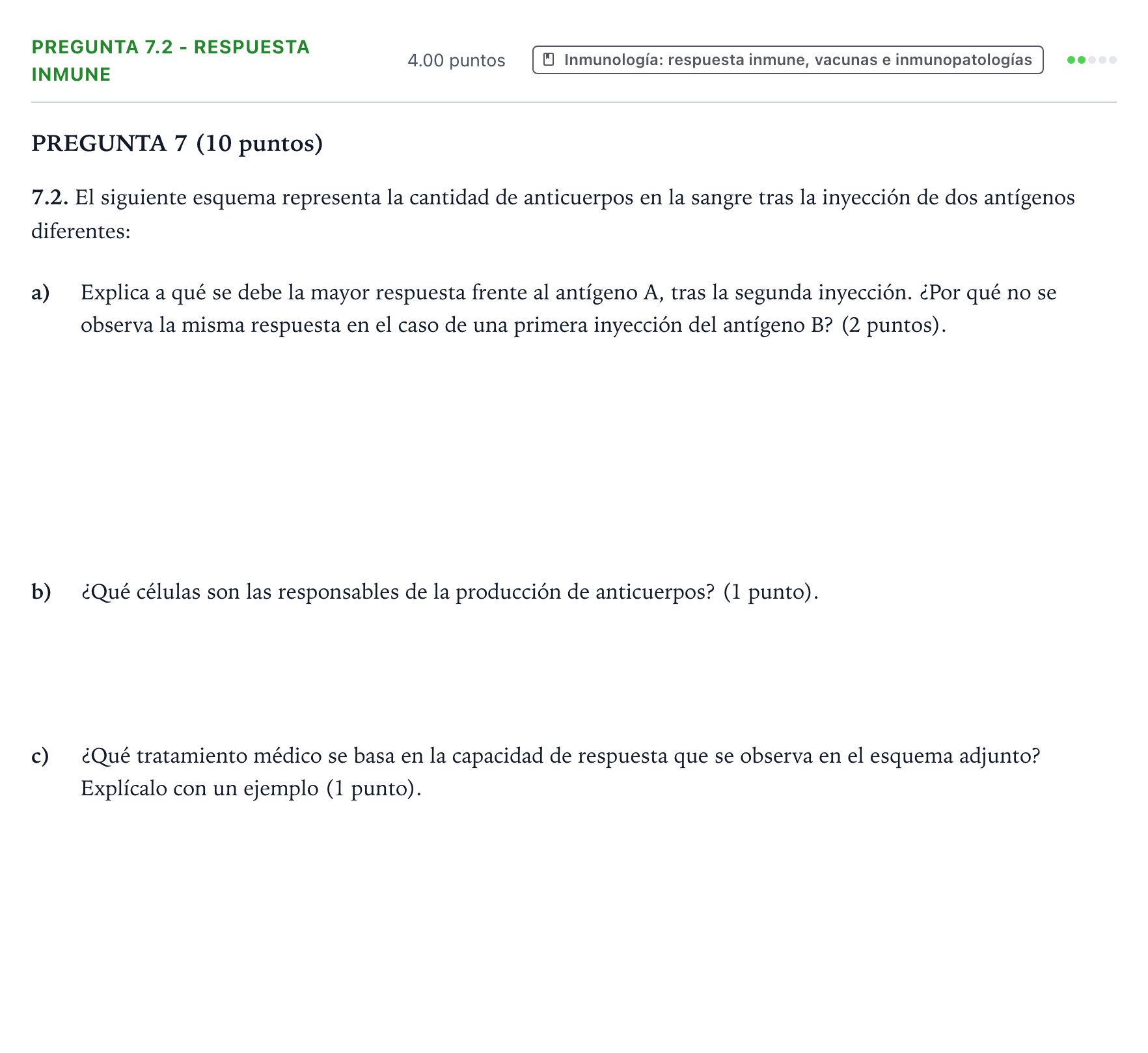 Enunciado: Pregunta 7.2 - Respuesta inmune · Biología PAU Valencia Ordinaria 2022