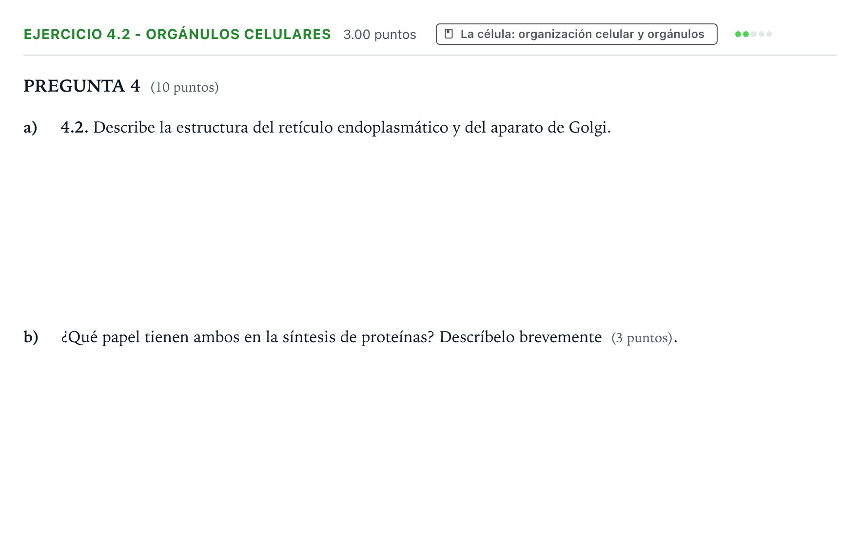 Enunciado: Ejercicio 4.2 - Orgánulos celulares · Biología PAU Valencia Extraordinaria 2022