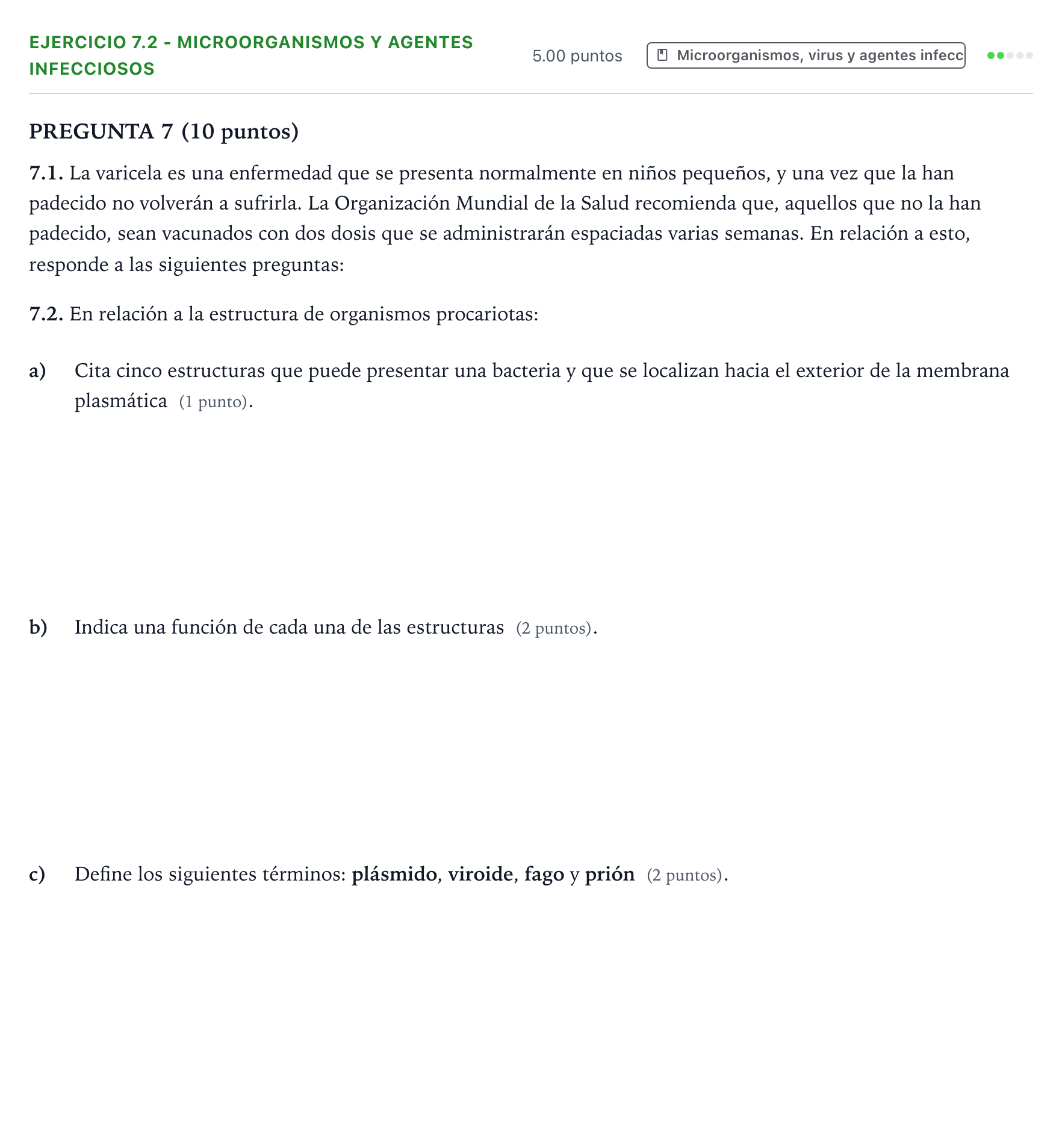 Enunciado: Ejercicio 7.2 - Microorganismos y agentes infecciosos · Biología PAU Valencia Extraordinaria 2022