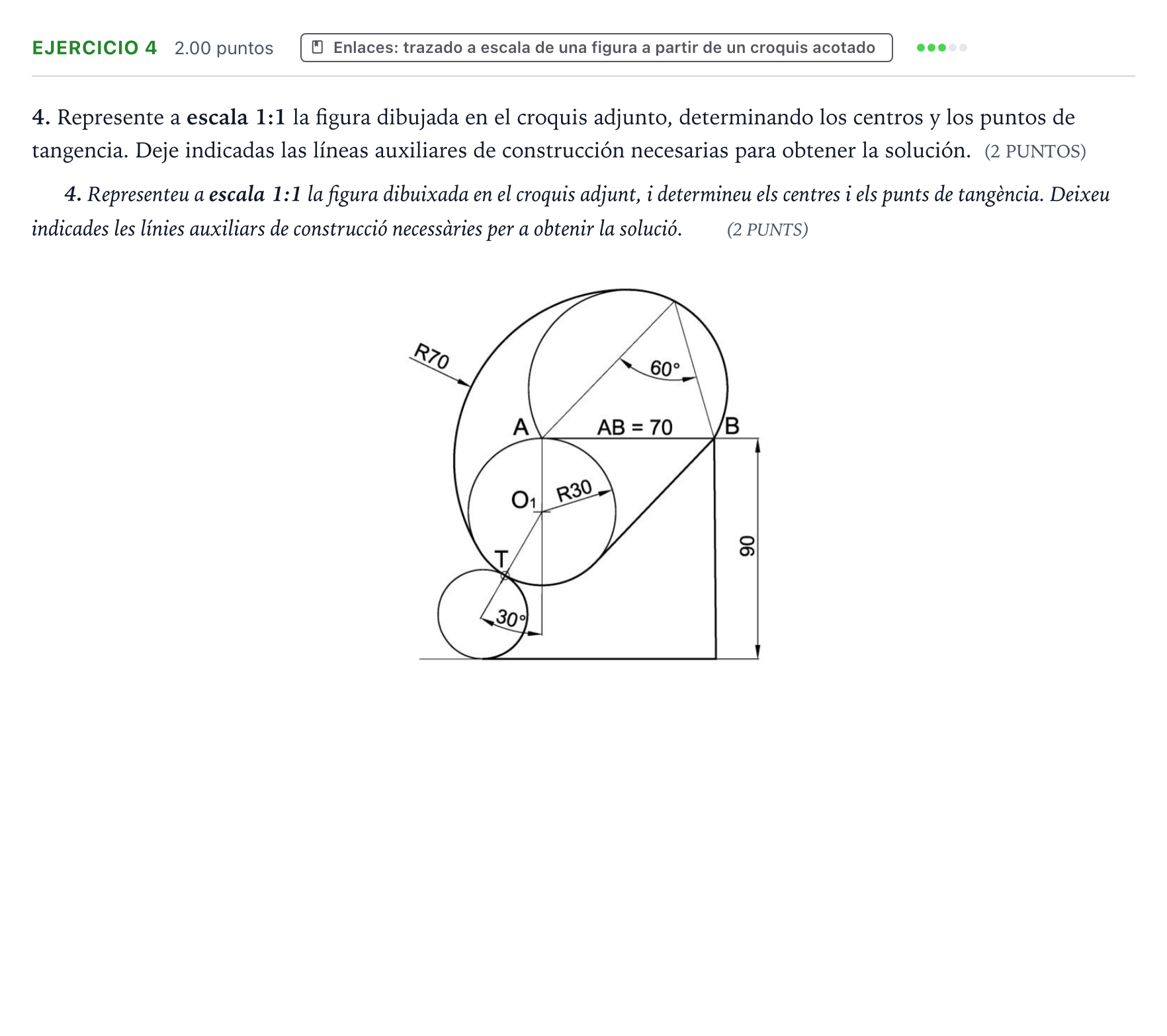 Enunciado: Problema 4 · Dibujo técnico II PAU Valencia Extraordinaria 2022