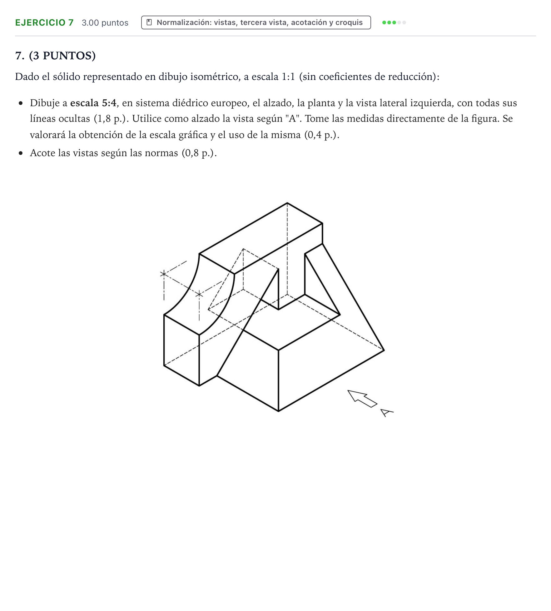 Enunciado: Problema 7 · Dibujo técnico II PAU Valencia Extraordinaria 2022