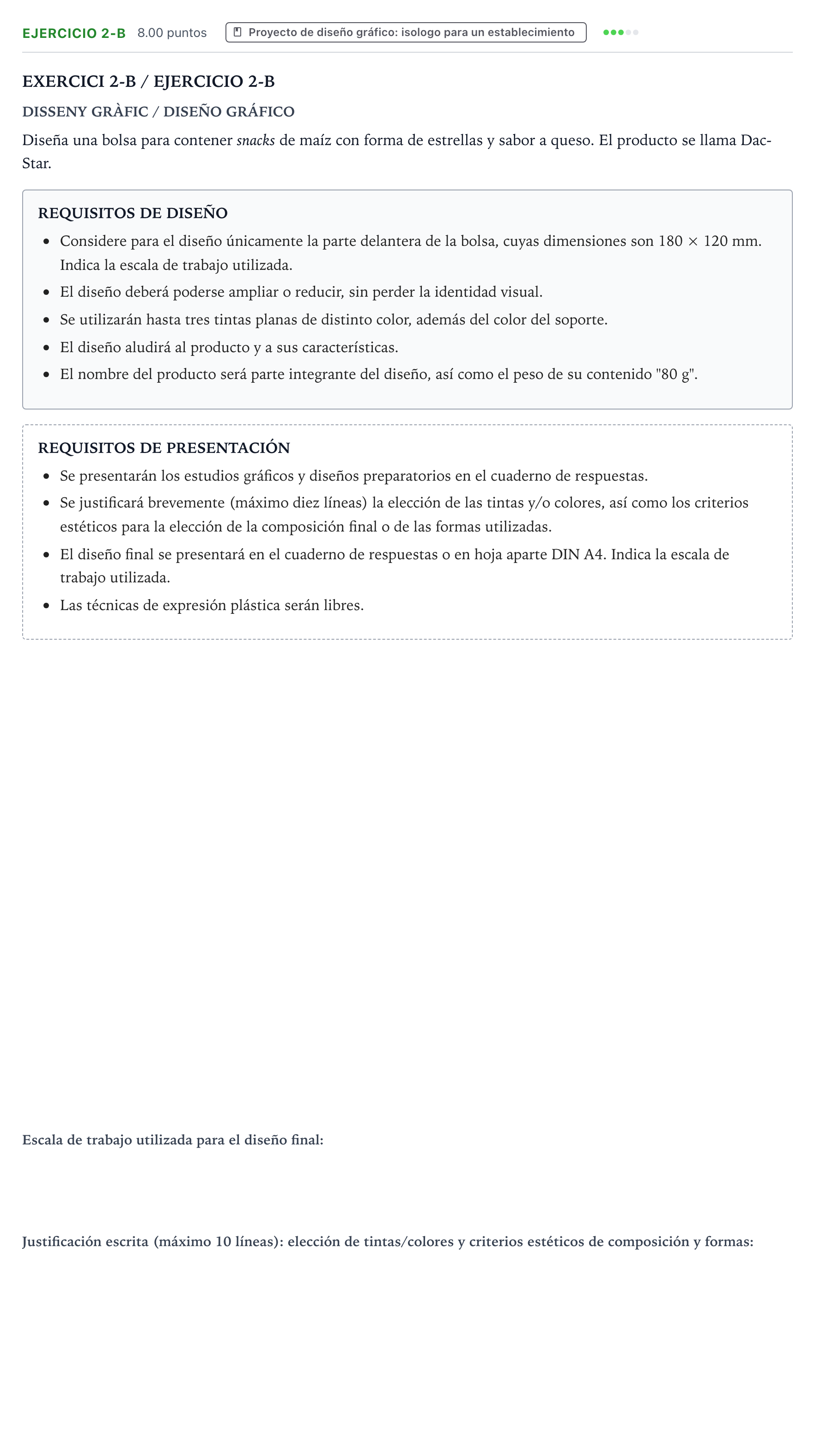 Enunciado: Ejercicio 2-B · Diseño PAU Valencia Extraordinaria 2022