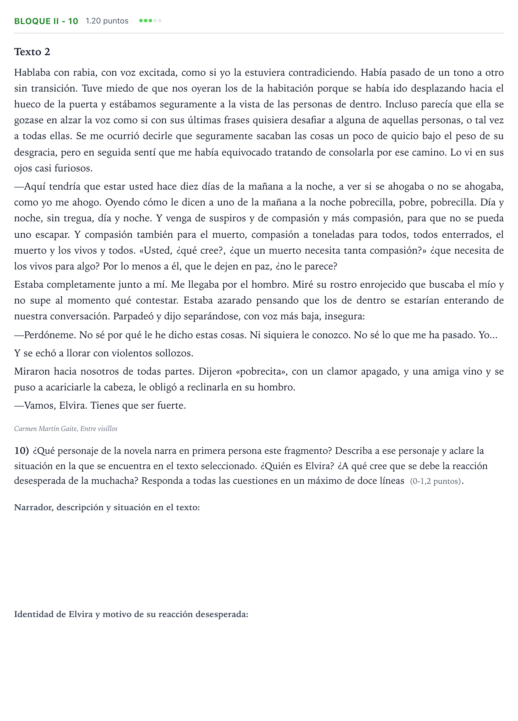 Enunciado: Bloque II - 10 · Lengua Castellana y Literatura II PAU Valencia Ordinaria 2022
