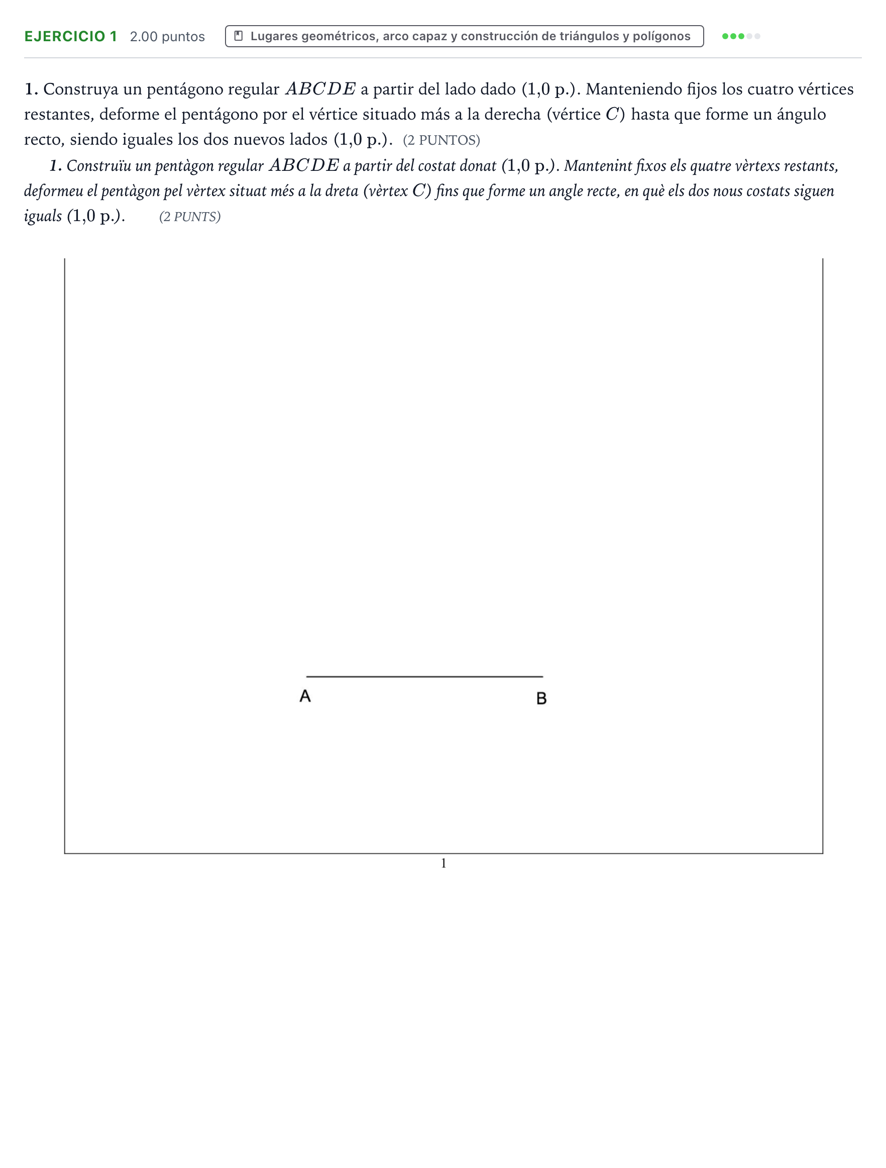 Enunciado: Problema 1 · Dibujo técnico II PAU Valencia Ordinaria 2022