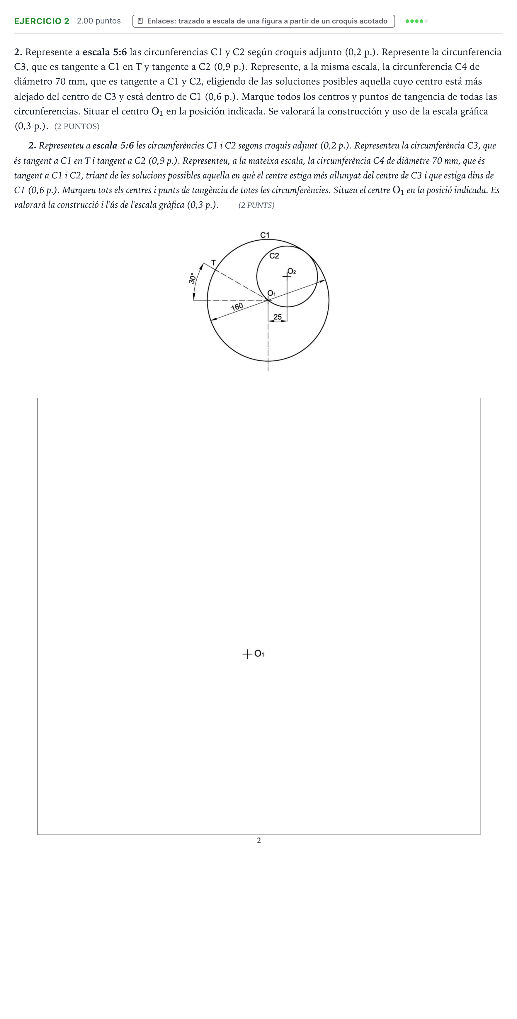 Enunciado: Problema 2 · Dibujo técnico II PAU Valencia Ordinaria 2022