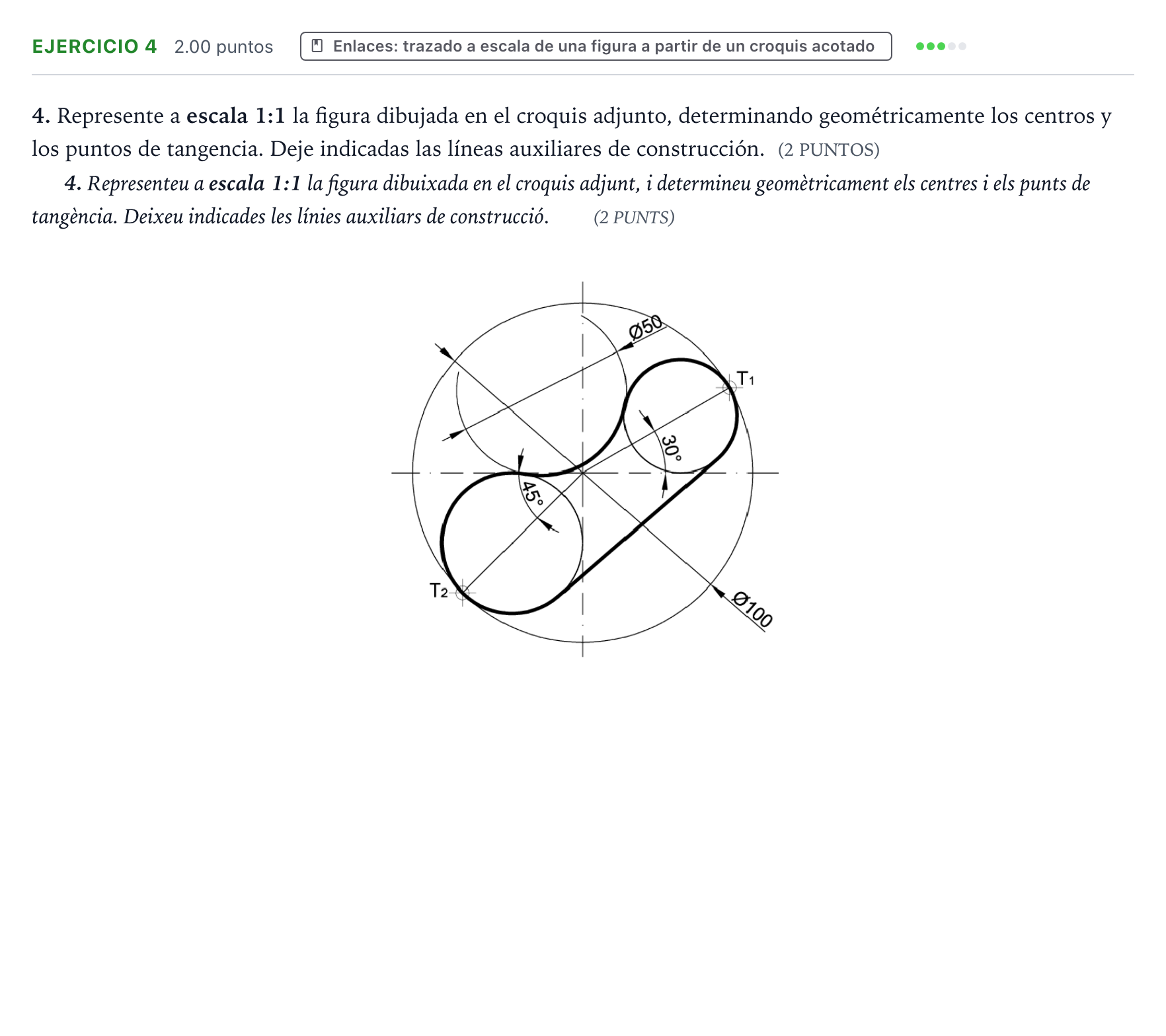 Enunciado: Problema 4 · Dibujo técnico II PAU Valencia Ordinaria 2022