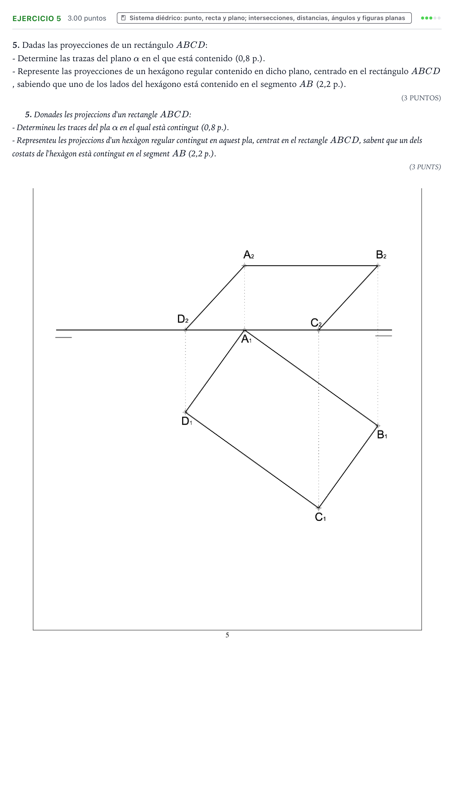 Enunciado: Problema 5 · Dibujo técnico II PAU Valencia Ordinaria 2022