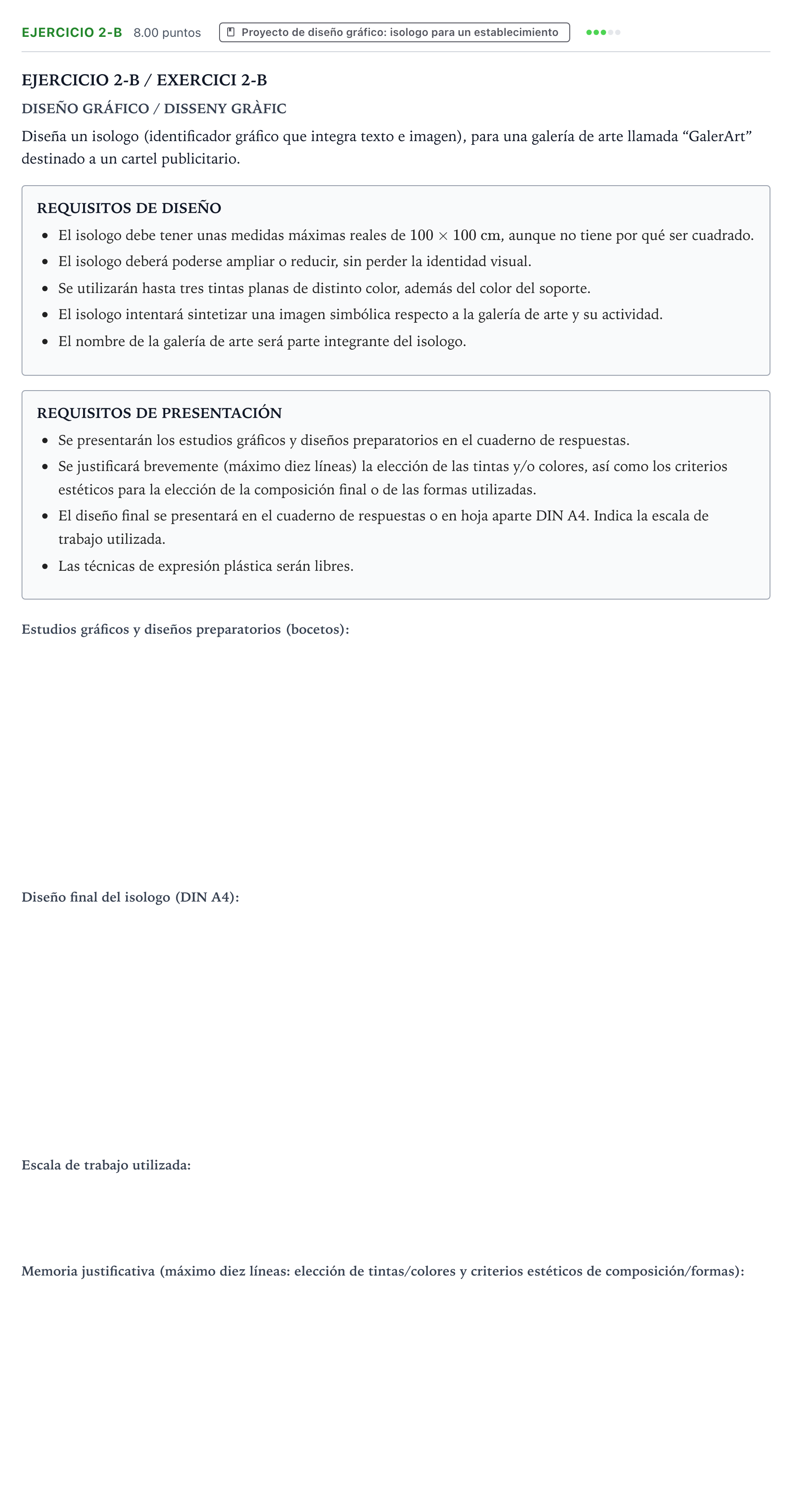 Enunciado: Ejercicio 2-B · Diseño PAU Valencia Ordinaria 2022
