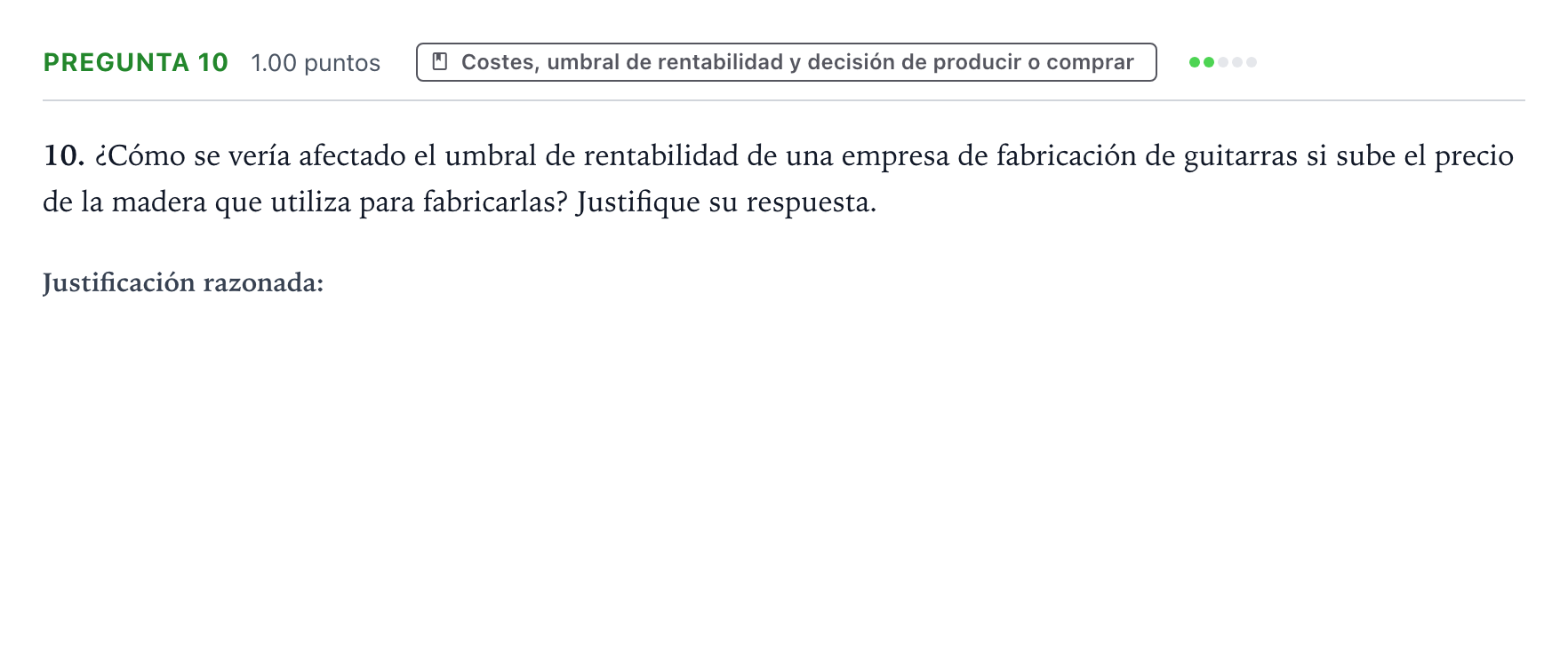 Enunciado: Pregunta 10 · Empresa y Diseño de Modelos de Negocio PAU Valencia Extraordinaria 2022