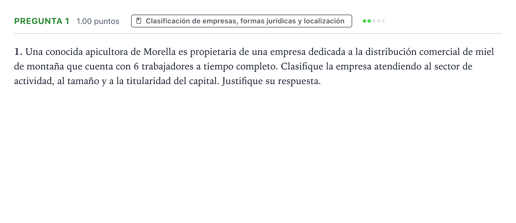 Enunciado: Pregunta 1 · Empresa y Diseño de Modelos de Negocio PAU Valencia Extraordinaria 2022