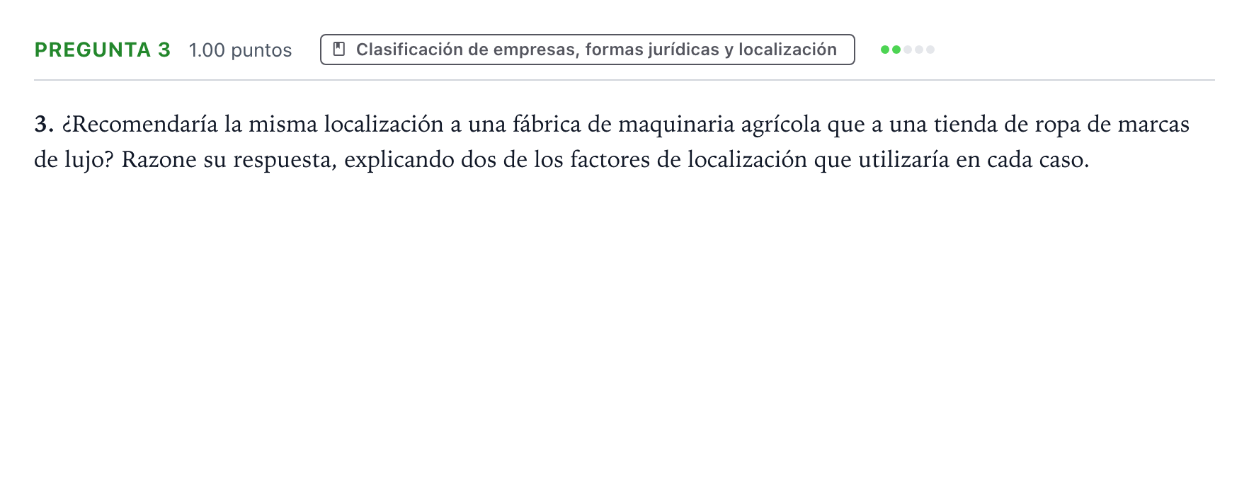 Enunciado: Pregunta 3 · Empresa y Diseño de Modelos de Negocio PAU Valencia Extraordinaria 2022