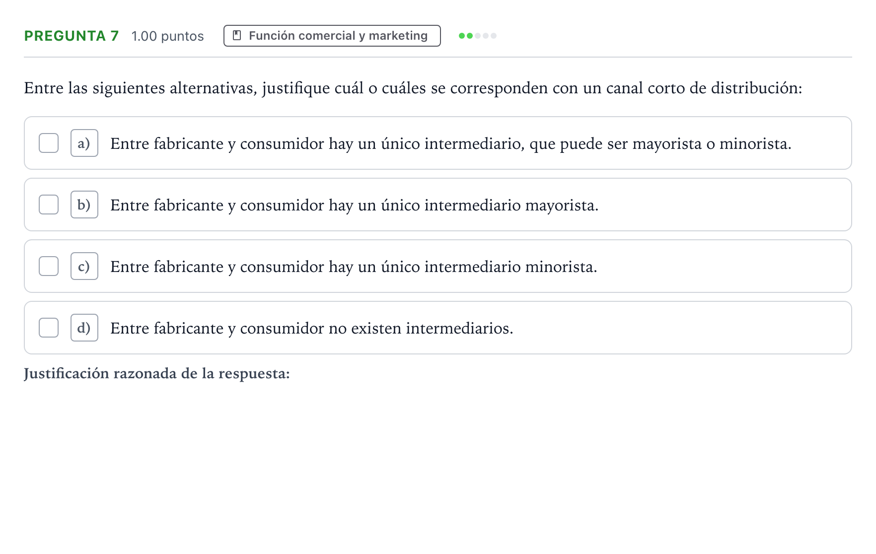Enunciado: Pregunta 7 · Empresa y Diseño de Modelos de Negocio PAU Valencia Extraordinaria 2022