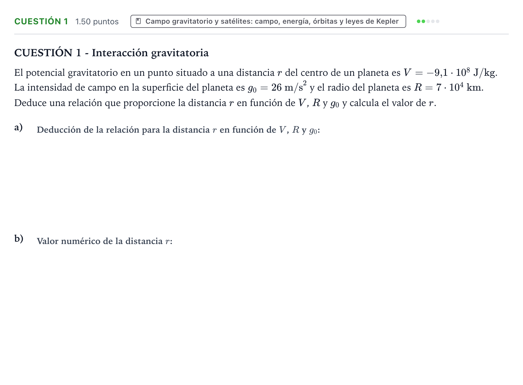 Enunciado: Cuestión 1 · Física PAU Valencia Extraordinaria 2022