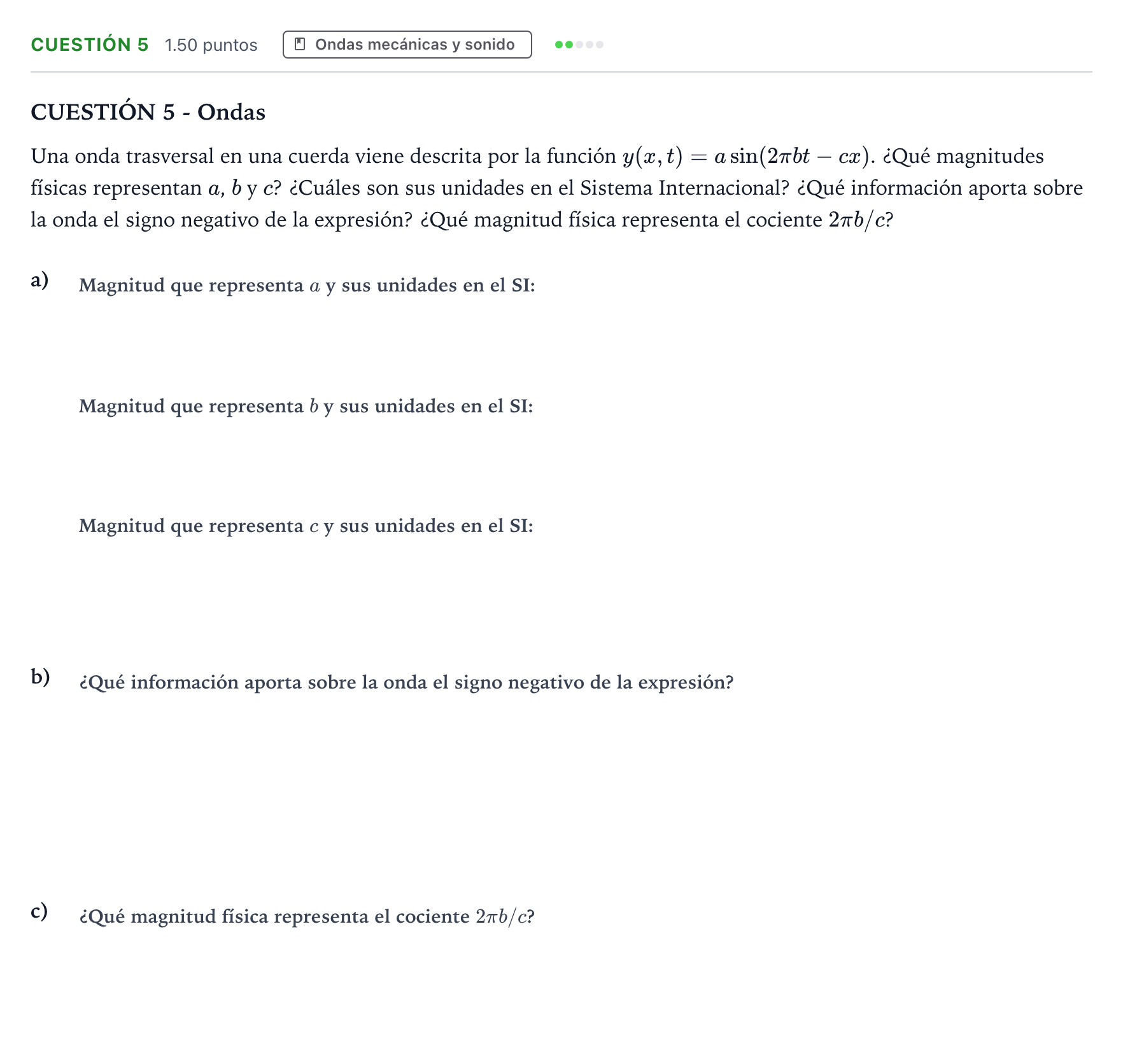 Enunciado: Cuestión 5 · Física PAU Valencia Extraordinaria 2022