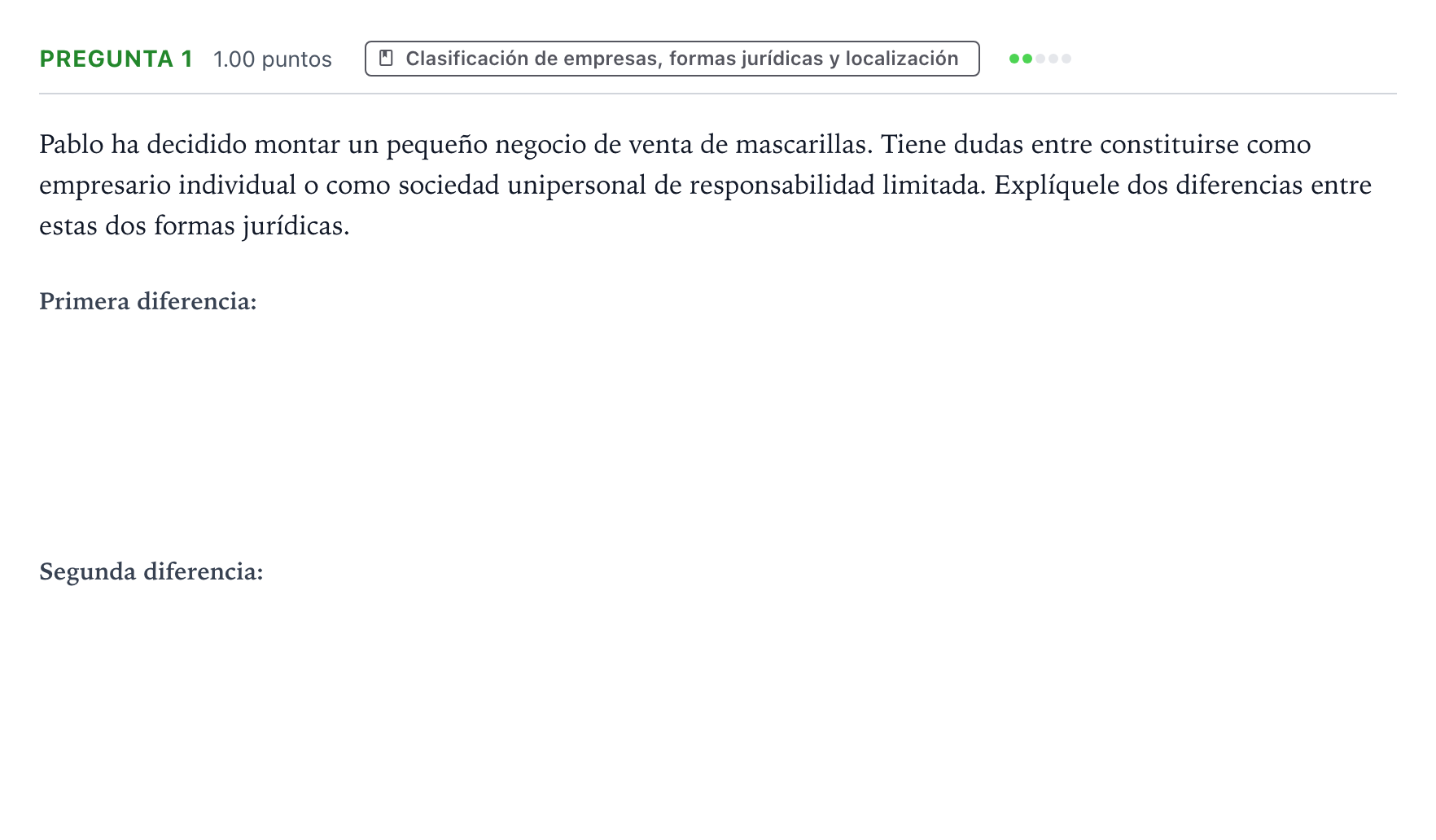 Enunciado: Pregunta 1 · Empresa y Diseño de Modelos de Negocio PAU Valencia Ordinaria 2022
