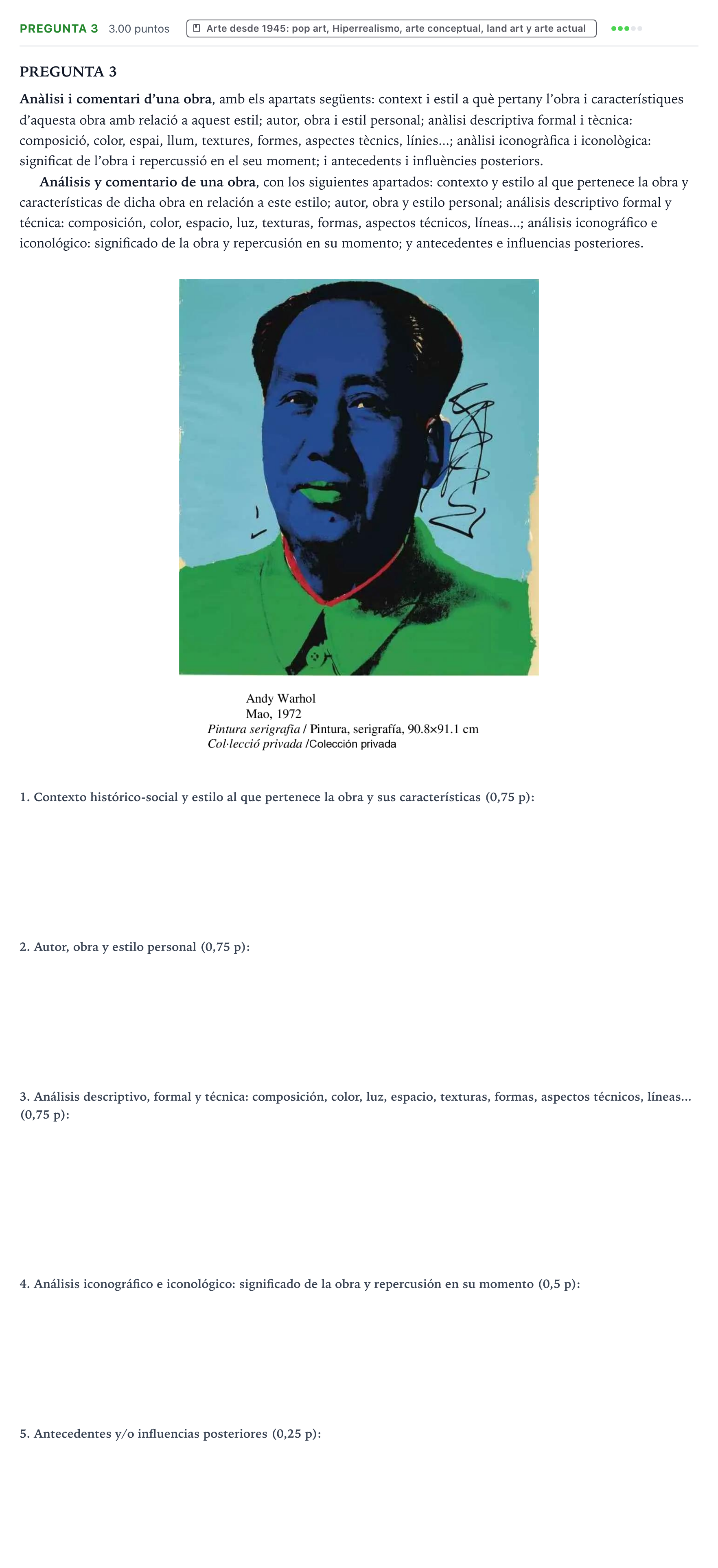 Enunciado: Pregunta 3 · Fundamentos Artísticos PAU Valencia Extraordinaria 2022