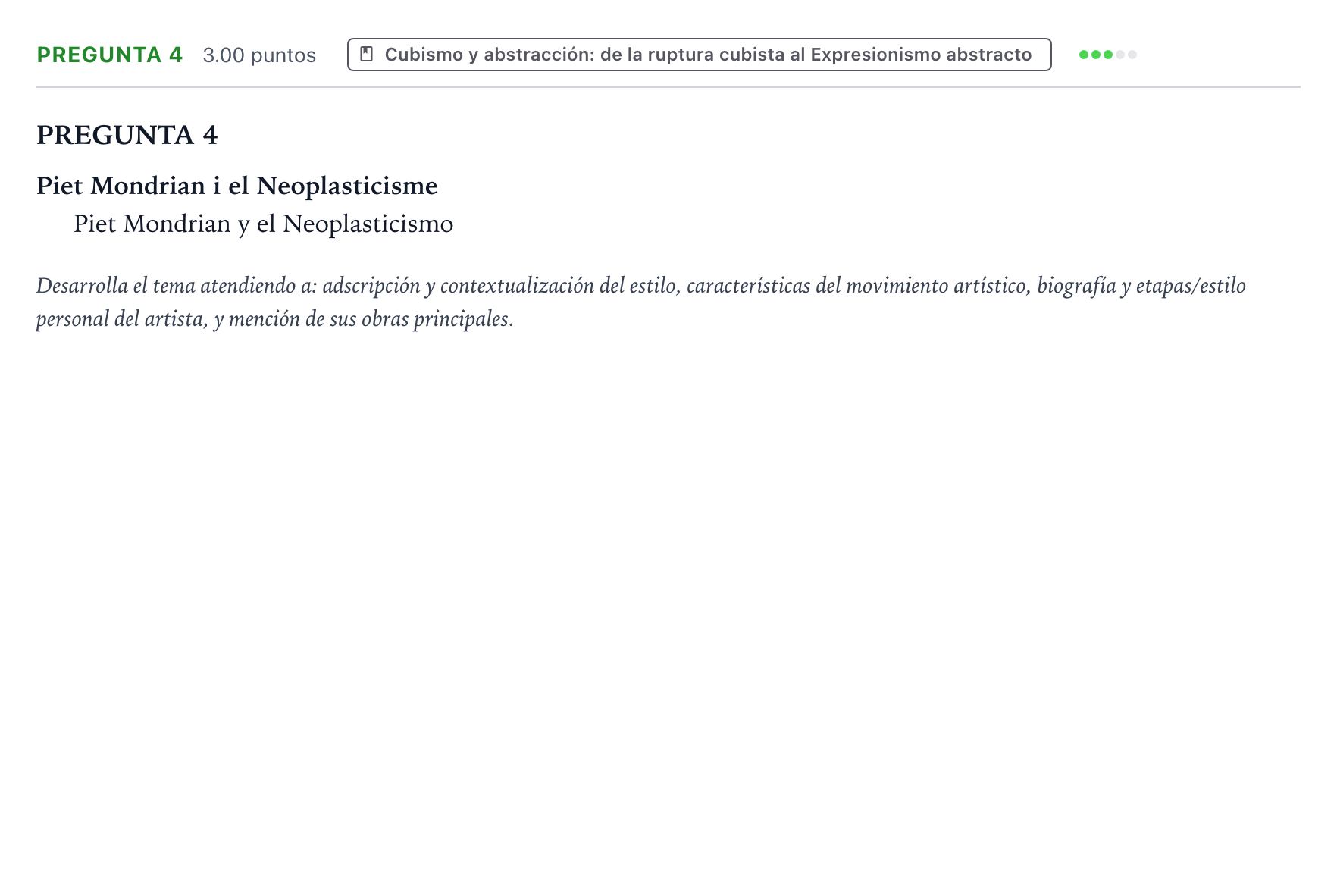 Enunciado: Pregunta 4 · Fundamentos Artísticos PAU Valencia Extraordinaria 2022