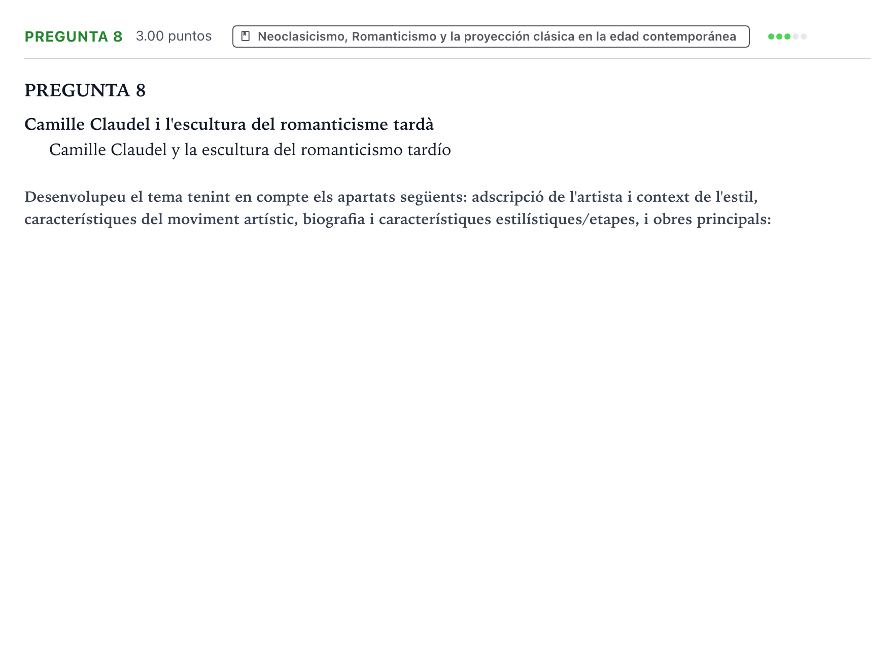 Enunciado: Pregunta 8 · Fundamentos Artísticos PAU Valencia Extraordinaria 2022
