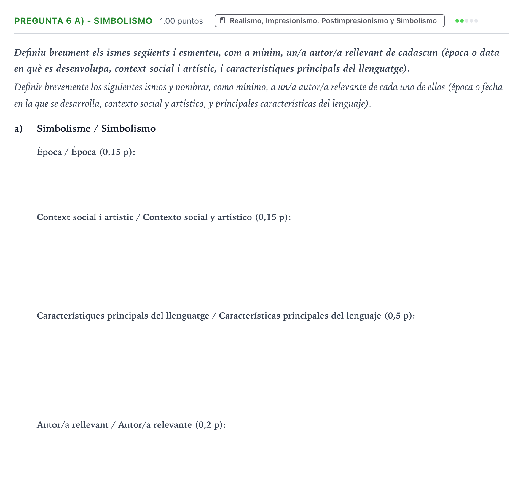 Enunciado: Pregunta 6 a) - Simbolismo · Fundamentos Artísticos PAU Valencia Ordinaria 2022