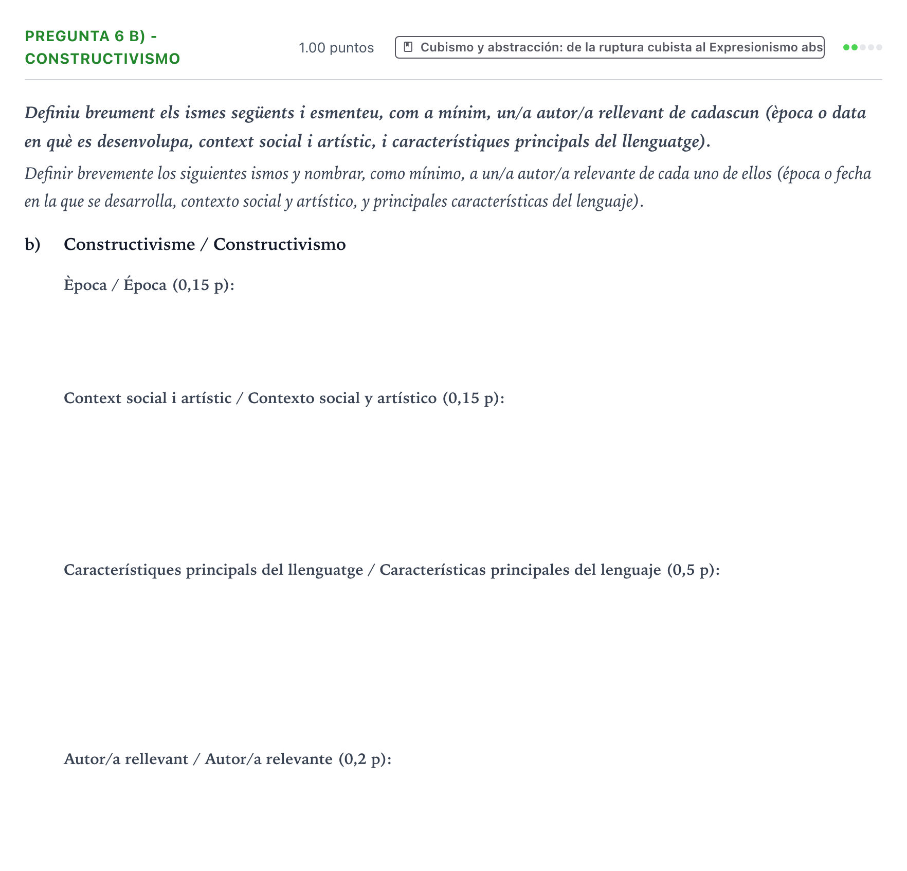 Enunciado: Pregunta 6 b) - Constructivismo · Fundamentos Artísticos PAU Valencia Ordinaria 2022