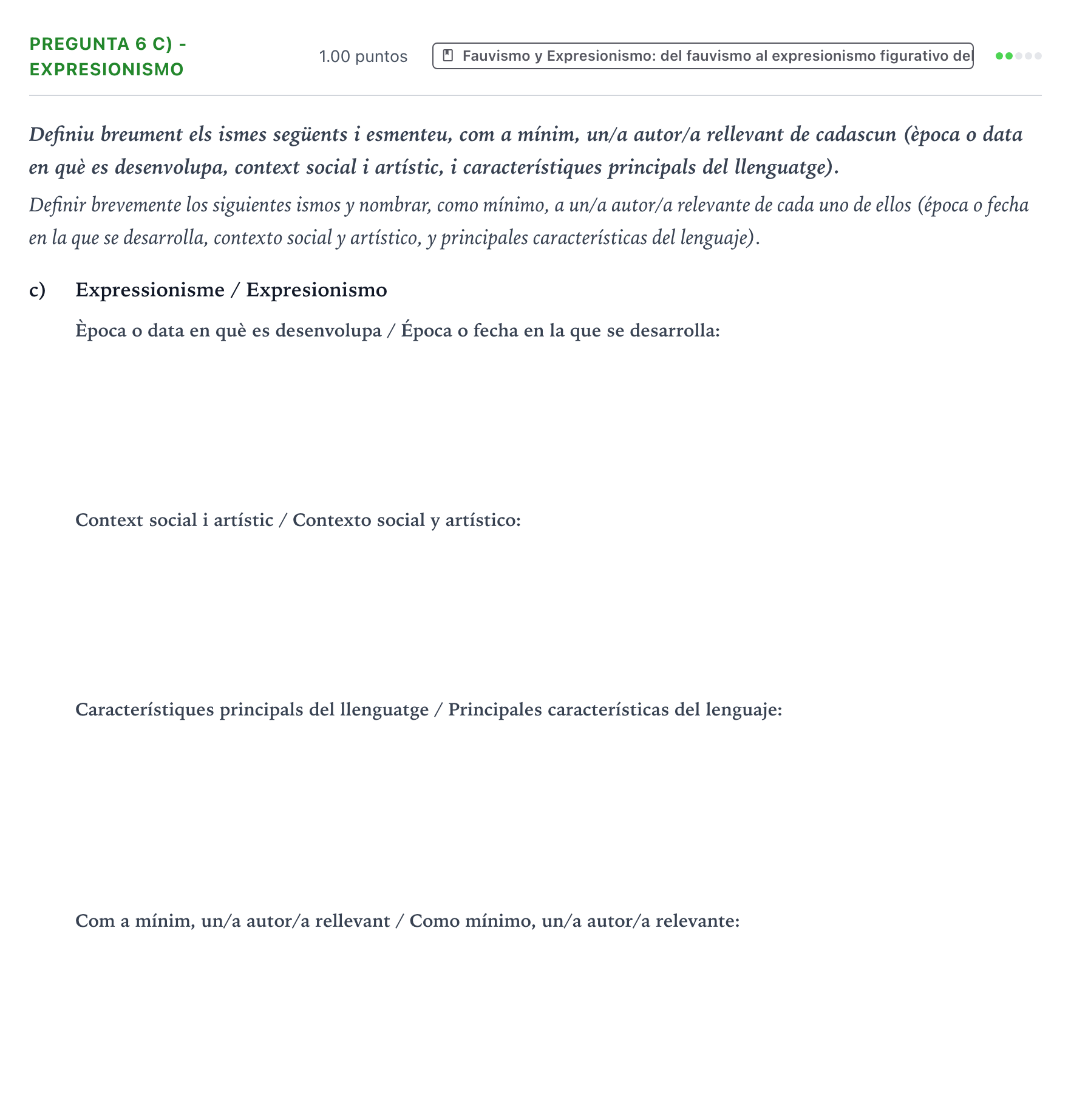 Enunciado: Pregunta 6 c) - Expresionismo · Fundamentos Artísticos PAU Valencia Ordinaria 2022