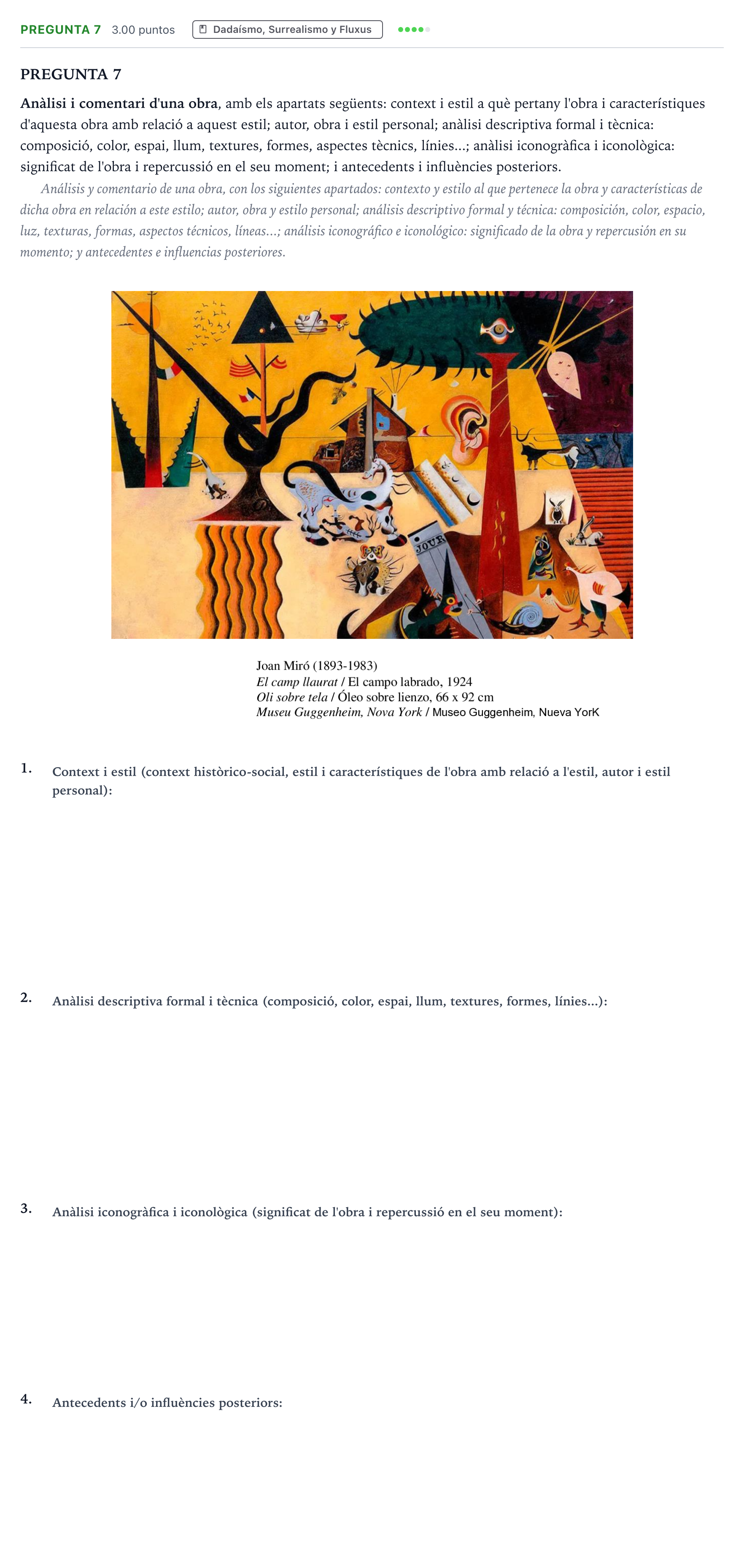 Enunciado: Pregunta 7 · Fundamentos Artísticos PAU Valencia Ordinaria 2022